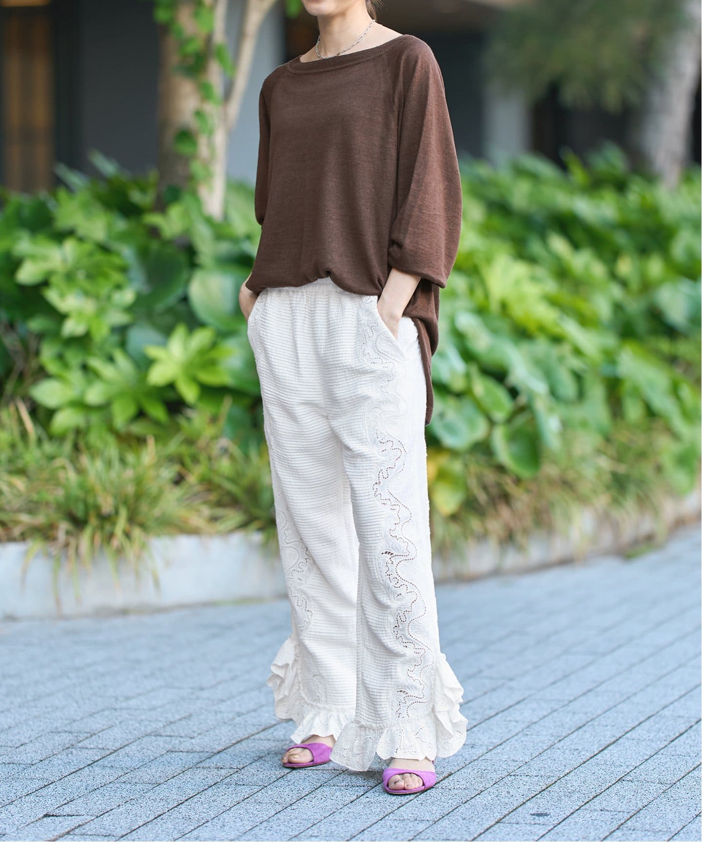 IENA LA BOUCLE ピンタックレースパンツ（スラックス）｜IENA（イエナ