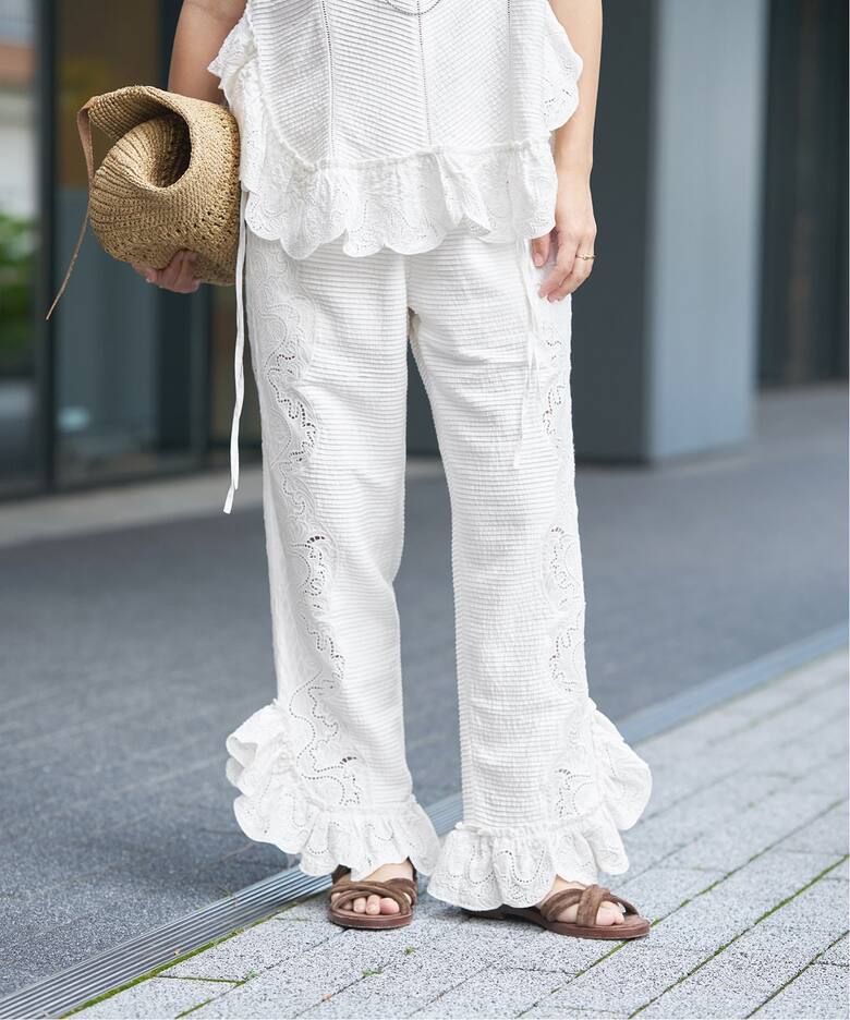 IENA LA BOUCLE ピンタックレースパンツ（スラックス）｜IENA（イエナ 