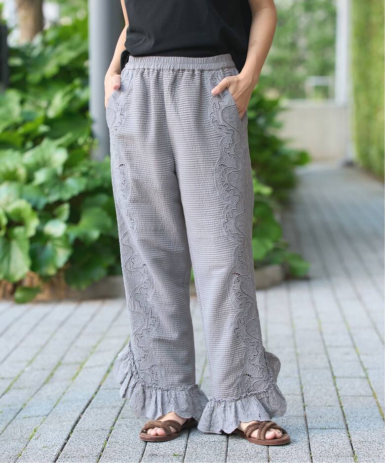 IENA LA BOUCLE ピンタックレースパンツ（スラックス）｜IENA（イエナ 