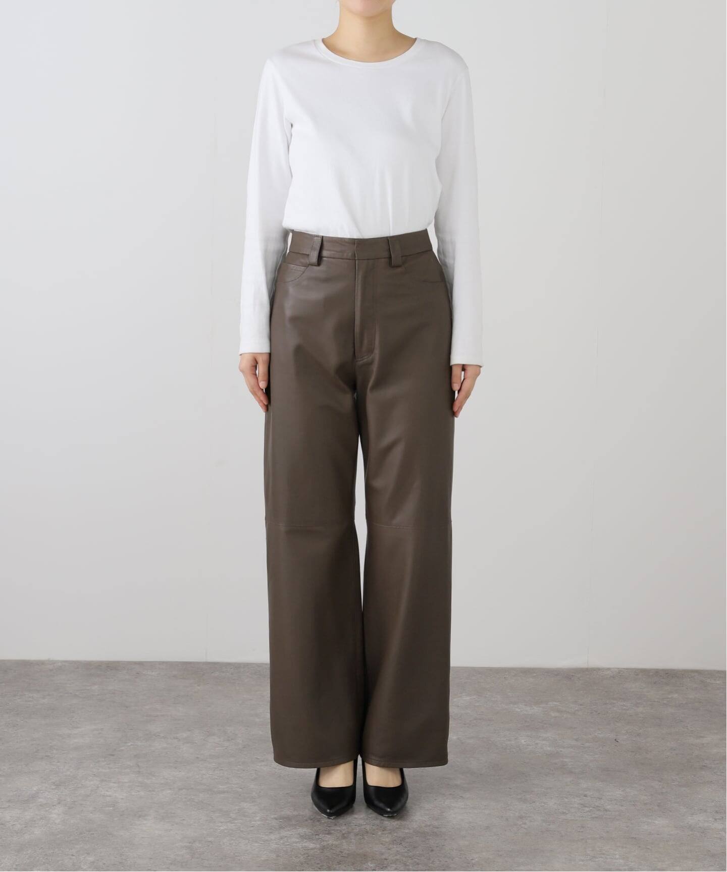 IENA パンツ　スリット　美品　完売　ブラウン VERMEIL par iena スラックス パンツ ツイルストレッチスリム