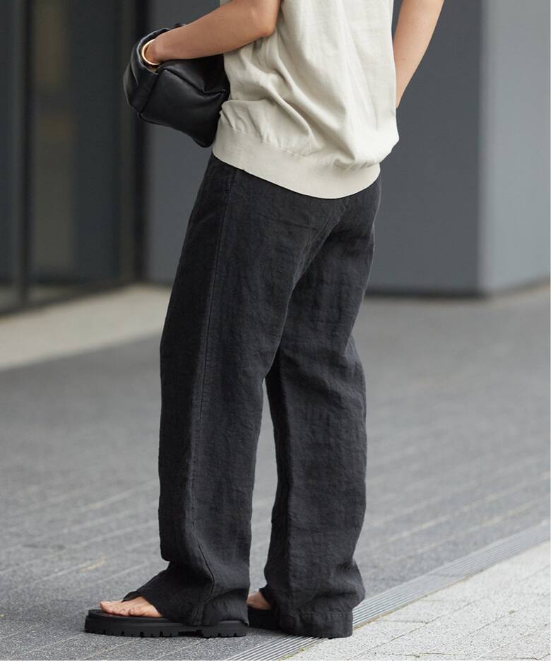 PLAGE Washer Linen Relax リネン パンツ ブラック 美品 Saxony Relax  