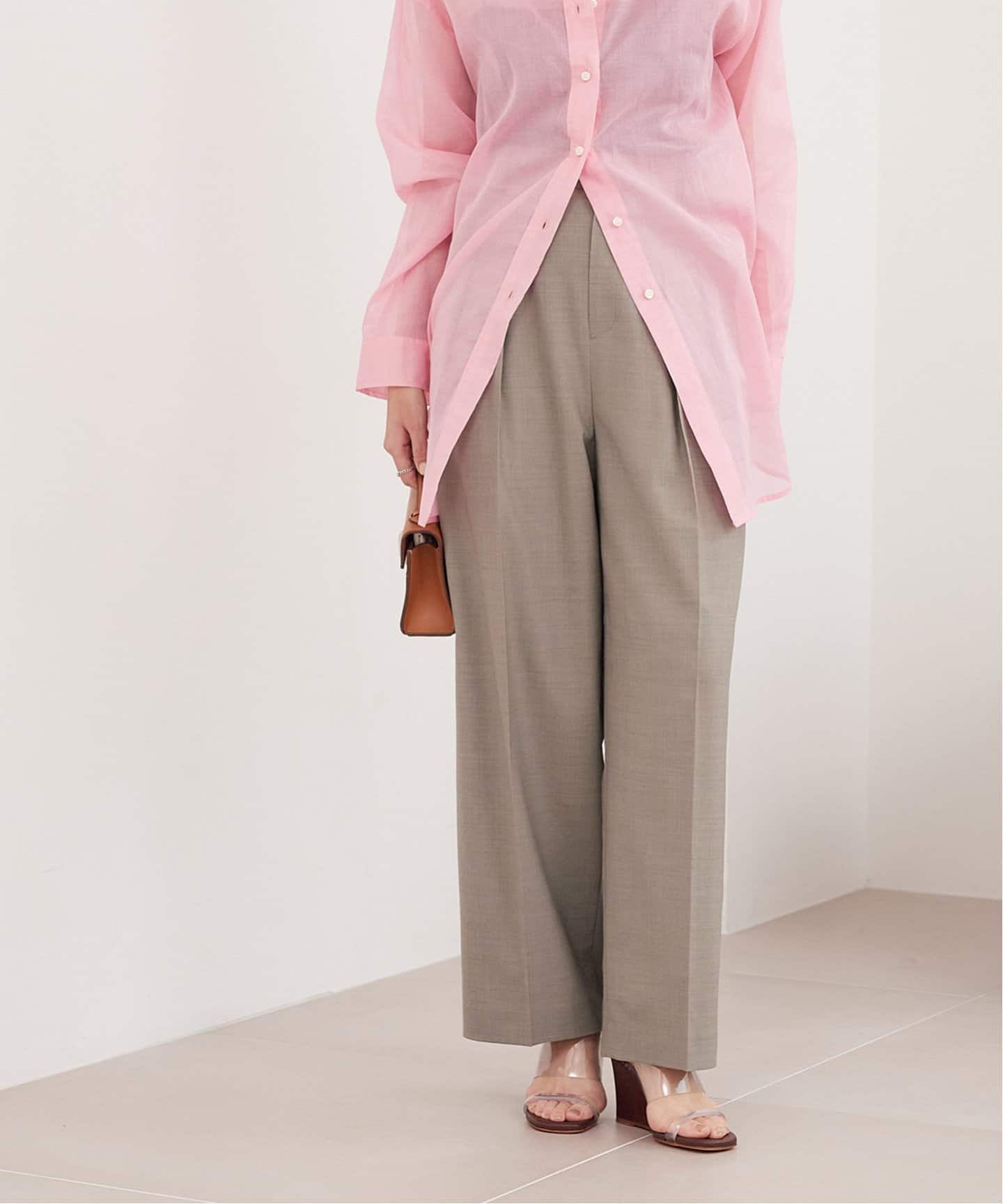 WOOL スラックス (gray,beige)（スラックス）｜Plage
