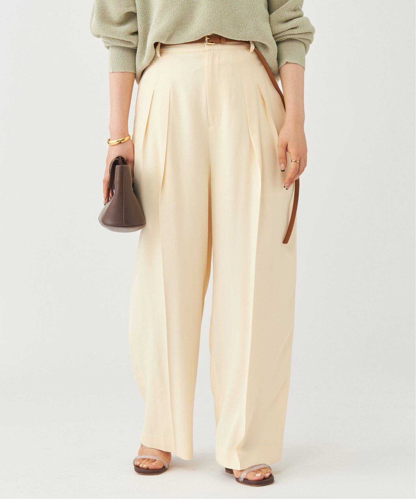 人気】Plage プラージュ タックパンツ 24SS 34 FLUID TROUSERS  