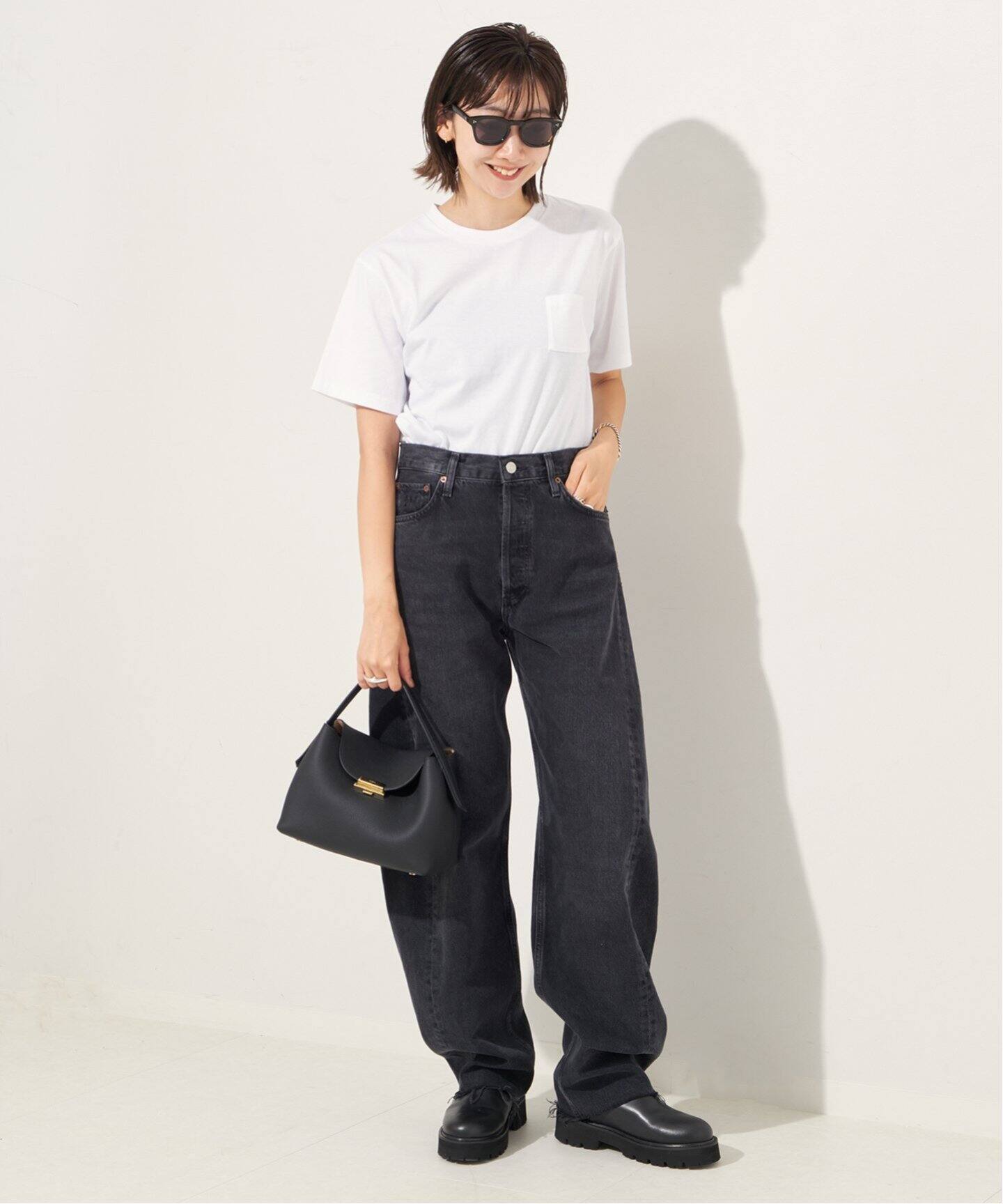 AGOLDE/エーゴールドイー LUNA PIECED ジーンズ(ブラック)（デニム  