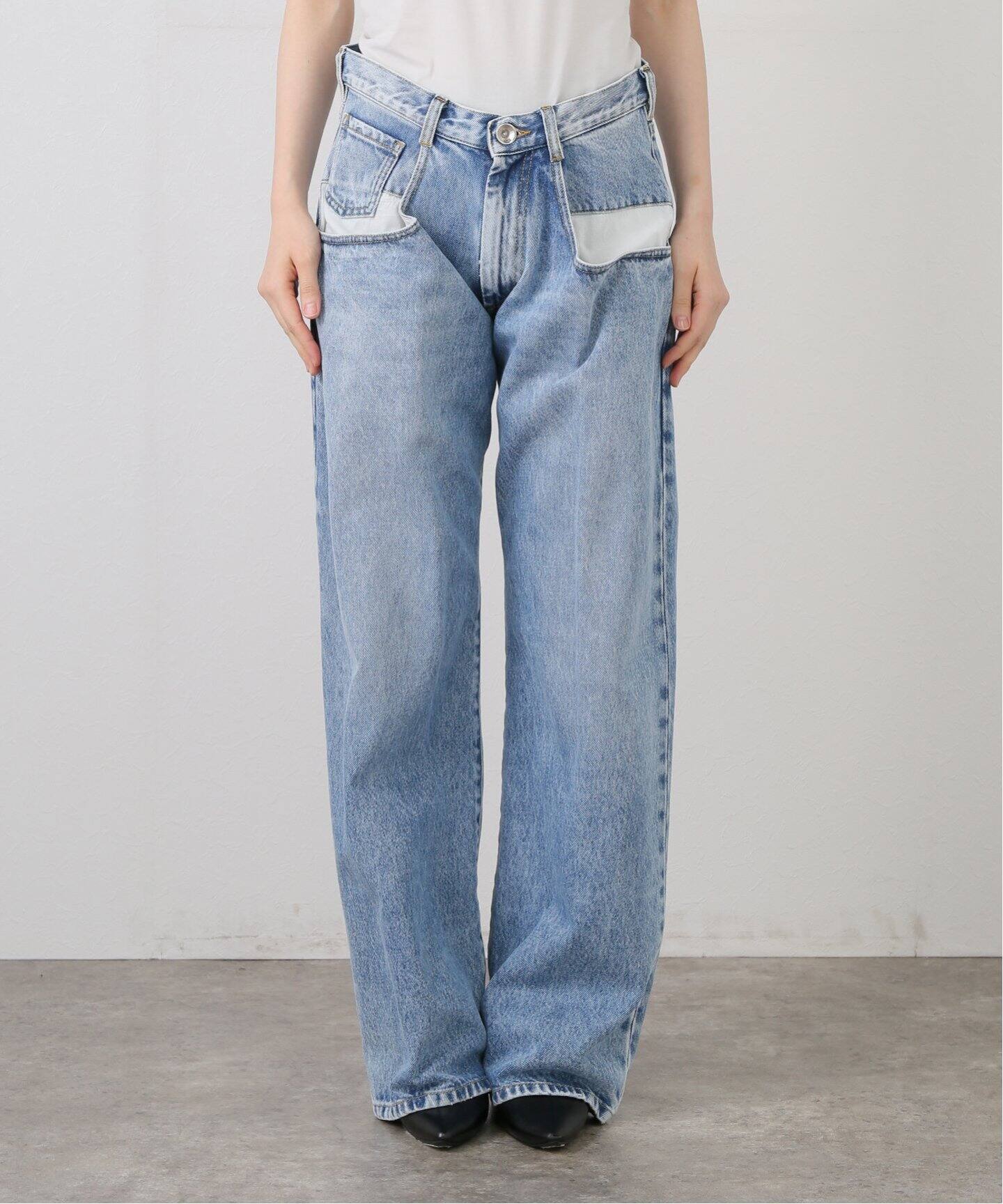 今季 Plage プラージュ スラックスデニム 36 予約》Rigid denim like スラックス（スラックス）｜Plage