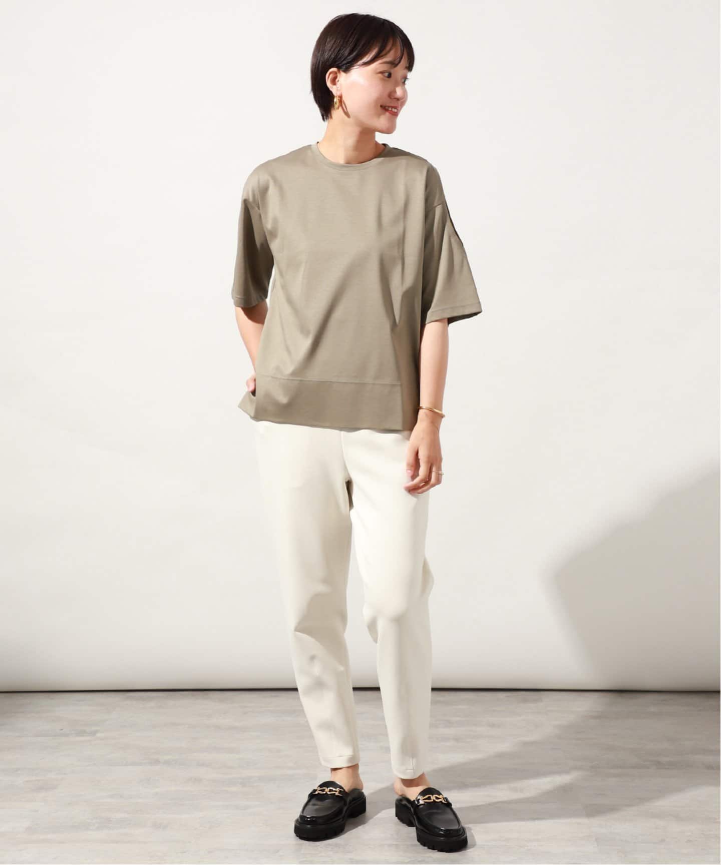 VERMEIL par iena サスペンダー egg パンツ ブラウン 36 ヘムダーツ イージーパンツ（スラックス）｜VERMEIL par iena