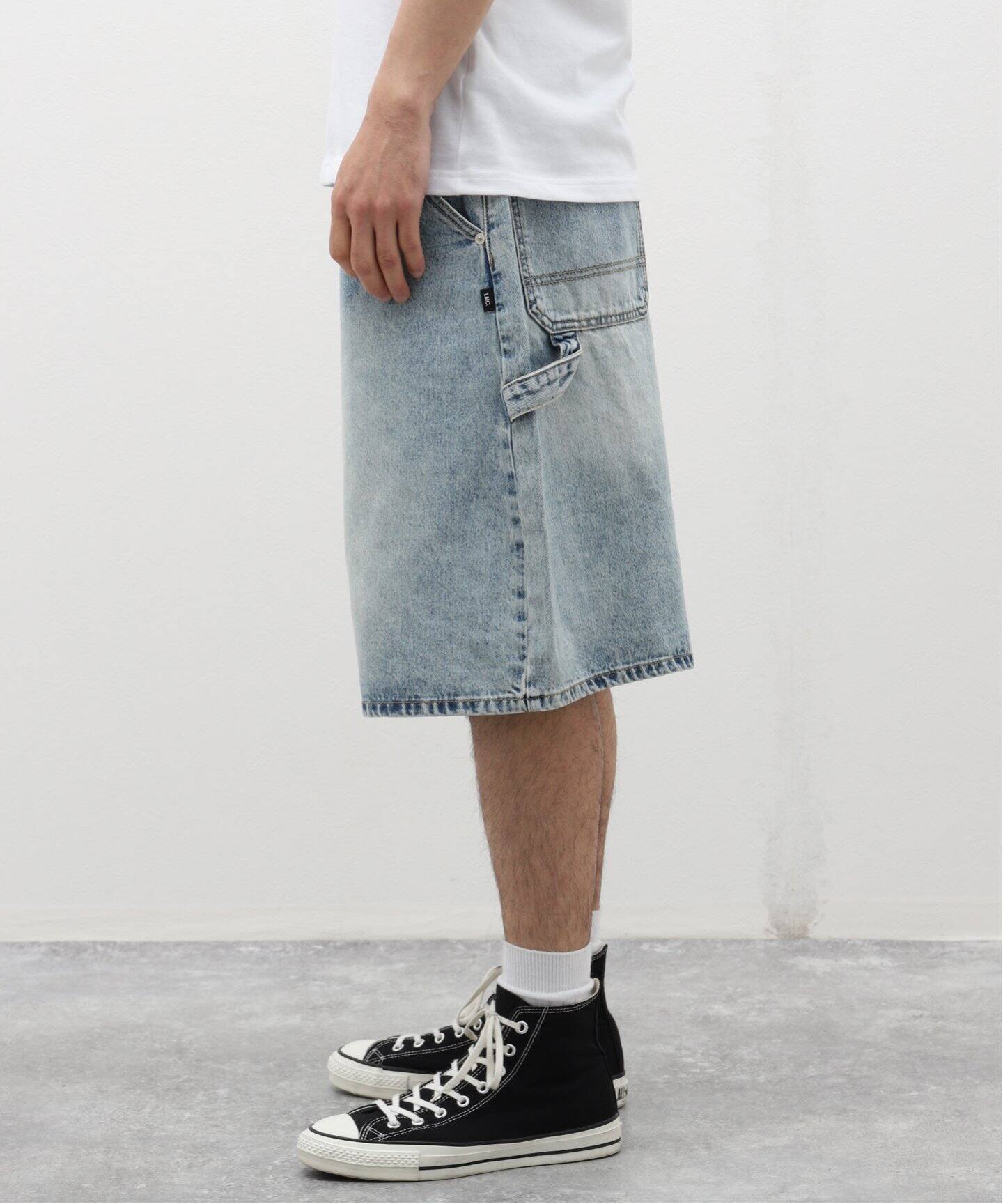 【LMC】★ブラシ ウォッシングデニムカーペンターショーツ★ ブラッシュウォッシュドデニムカーペンターショーツ ブラック