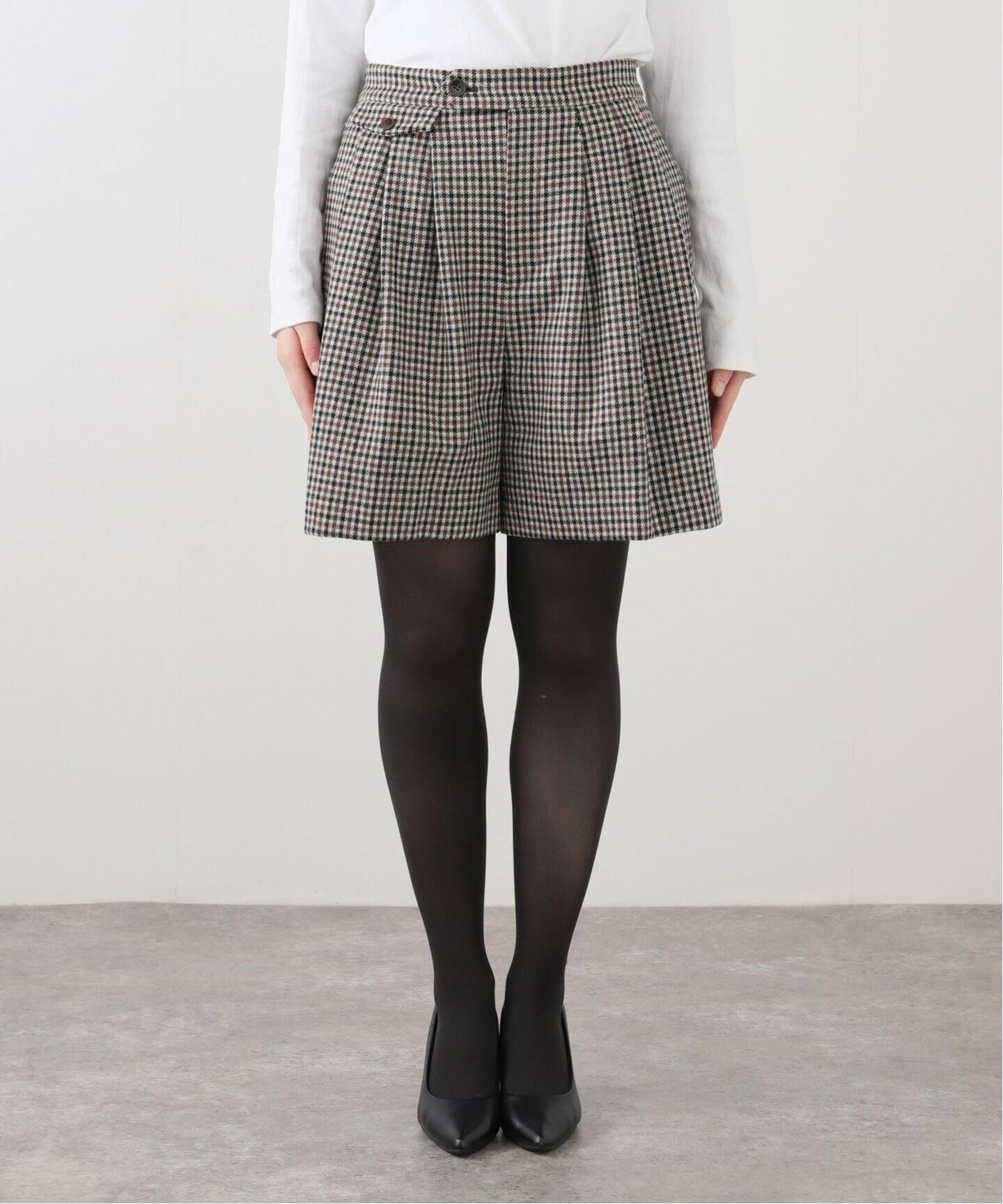 CASA FLINE/カーサフライン ウールチェックキュロットパンツ（ショート 