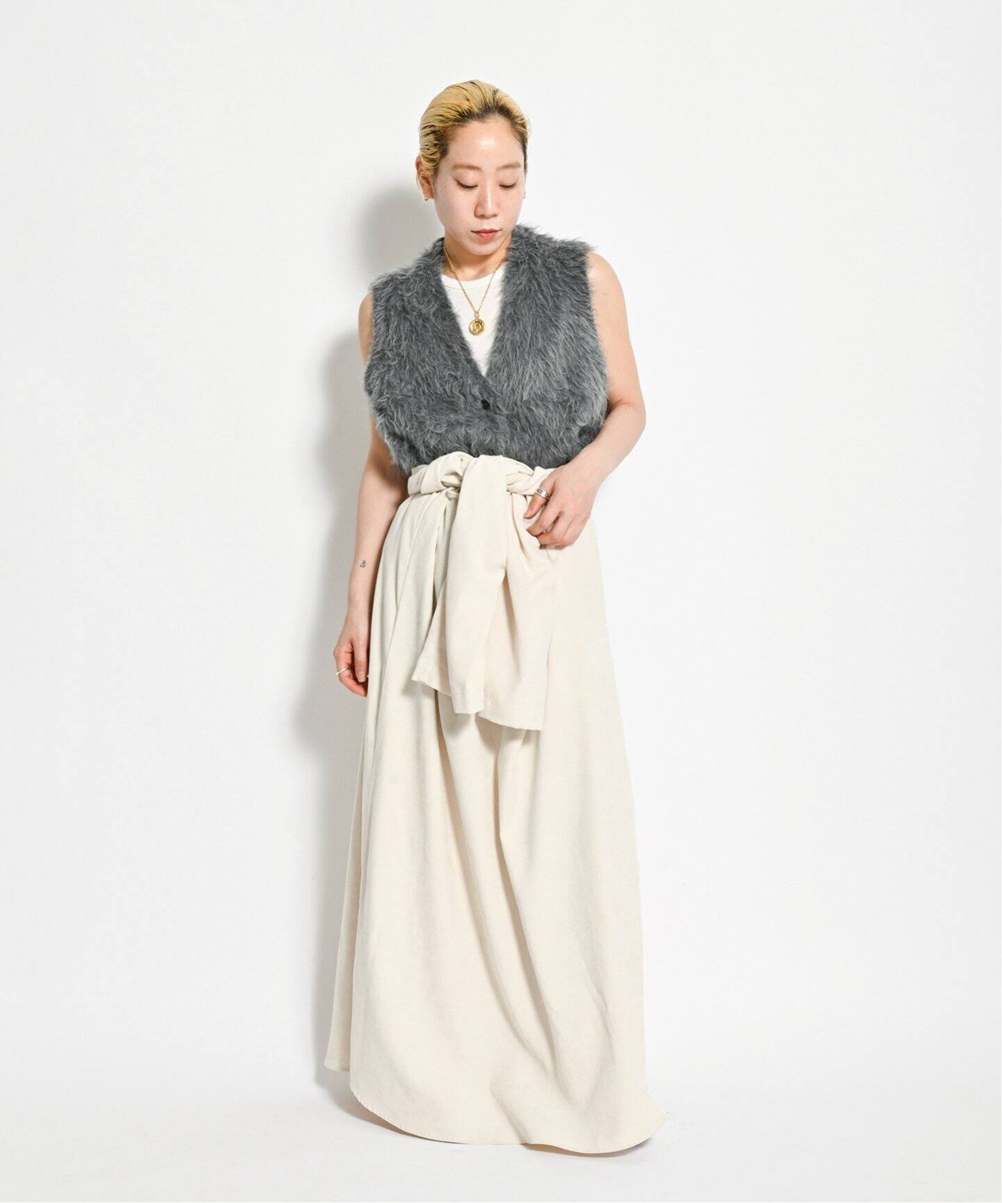 cityshop カフタンドレス オフホワイト（追加》VELVETEEN KAFTAN