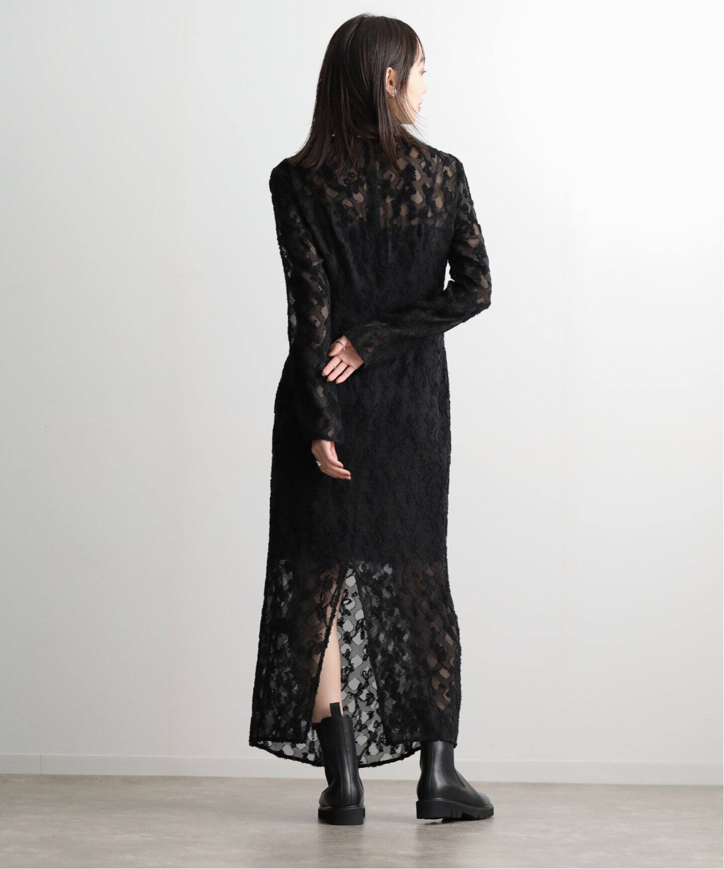 CLANE FLOWER JACQUARD WAIST DRAPE OP 17112-5212（ワンピース  