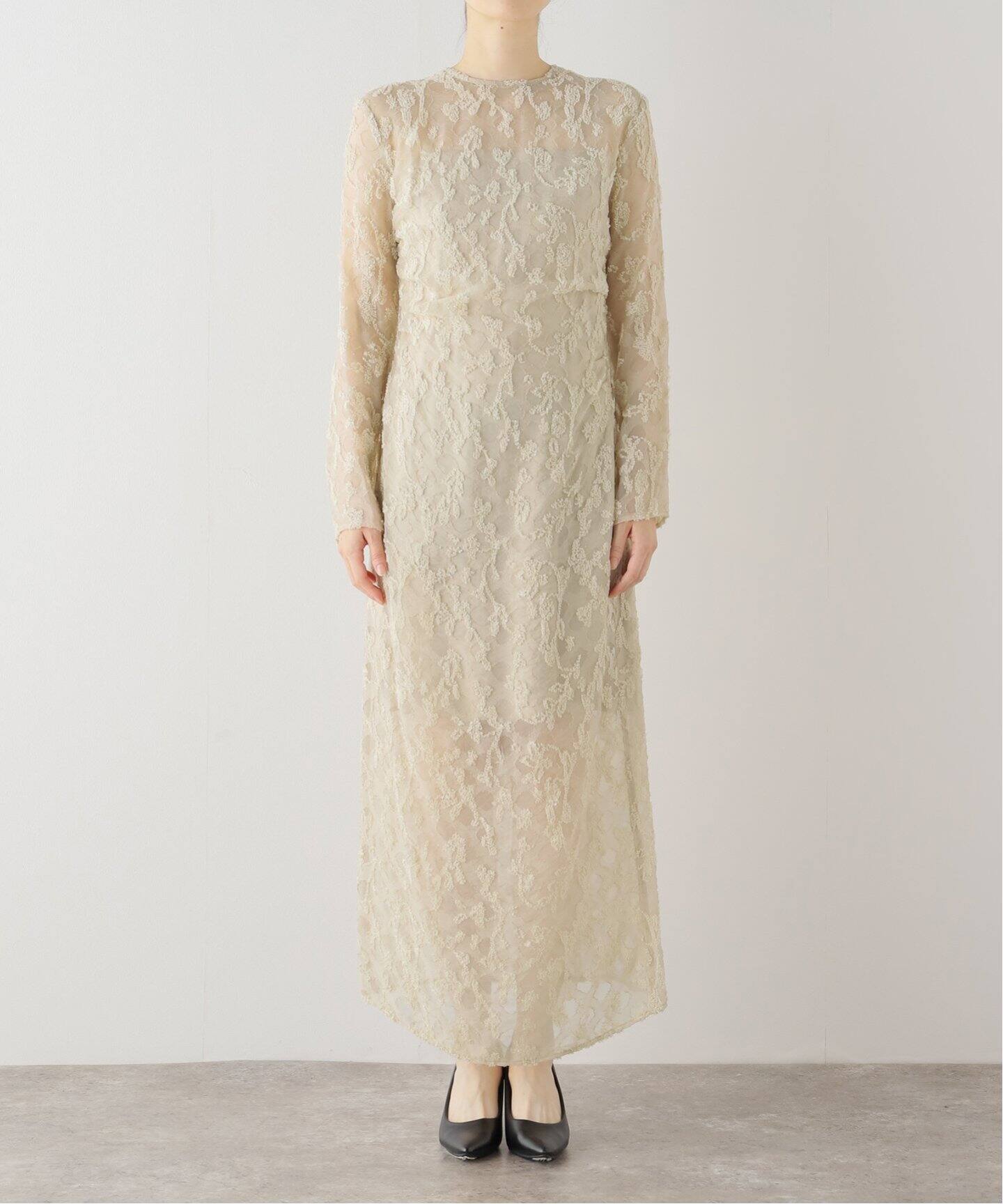 CLANE FLOWER JACQUARD WAIST DRAPE OP 17112-5212（ワンピース  