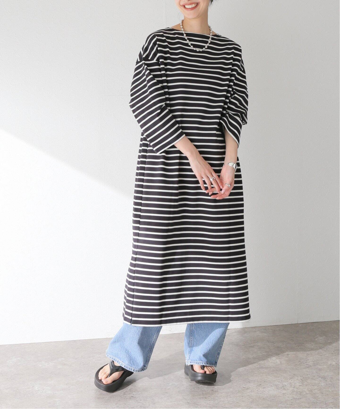 ORCIVAL / オーシバル】MERCERIZED DRESS ワイドボートネック 