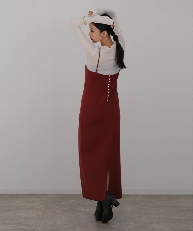 ETRE TOKYO バッグボタンキャミソールニットロングワンピース 