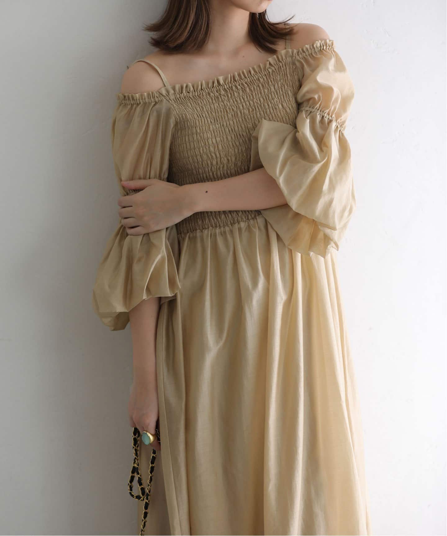 ラトータリテ☆ドットシャーリングワンピース[カーキ]