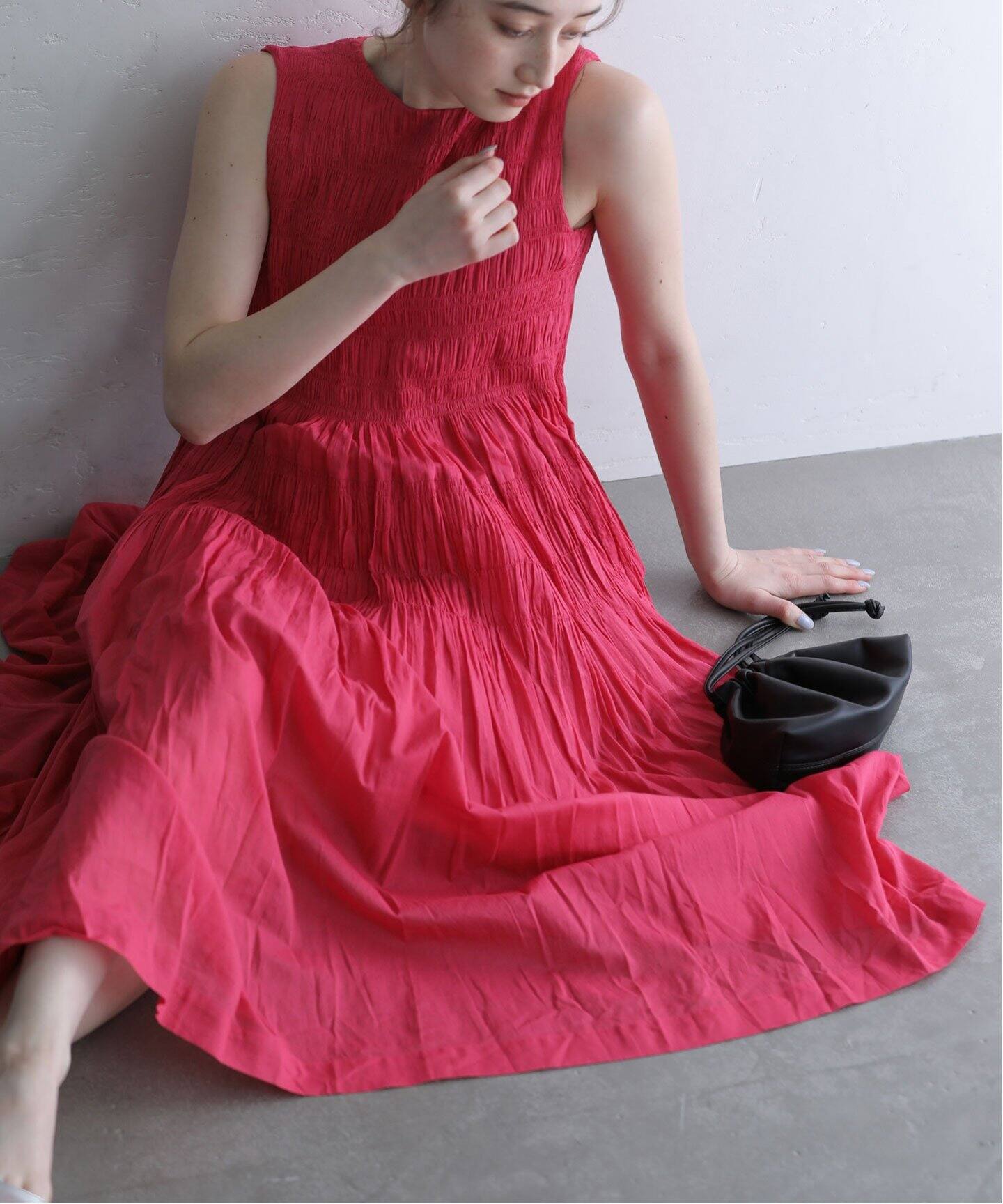 ne Quittez pas/ヌキテパ 】Shirring Sleeveless Dress（ワンピース 