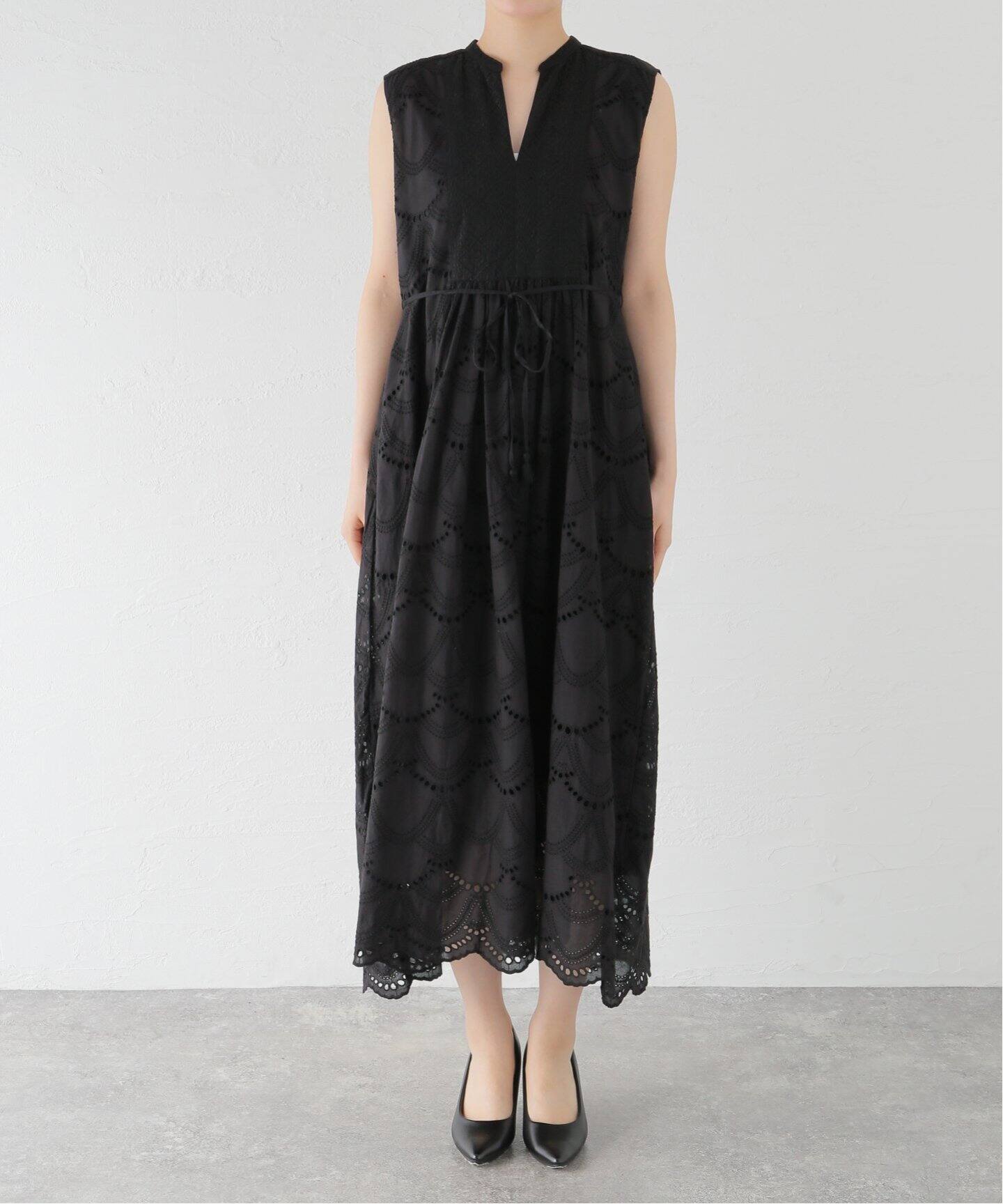 ne Quittez pas/ヌキテパ 】Cotton Voile Dot Hemla No Sleeve Dress 