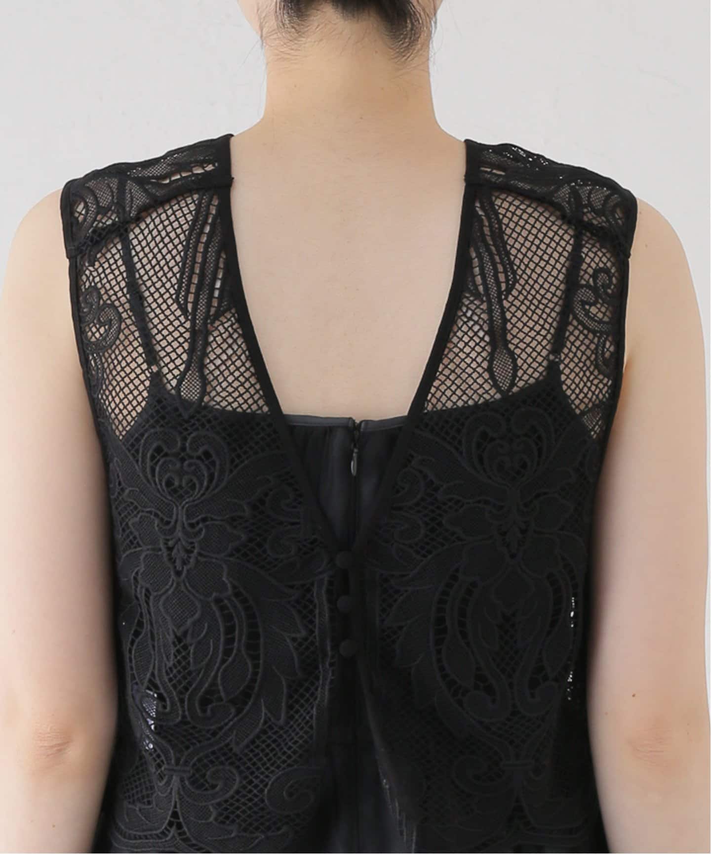 【匿名配送】La Totaliteケミカルレースベストセットドレス ケミカルレースベストセットドレス（ドレス）｜La Totalite（ラ