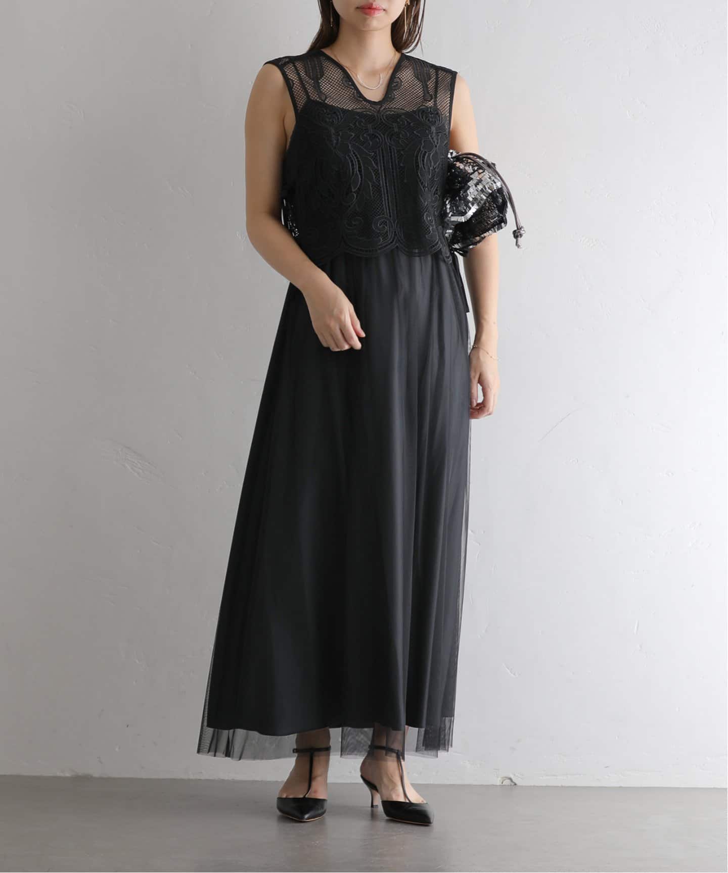 ケミカルレースベストセットドレス（ドレス）｜La Totalite（ラ