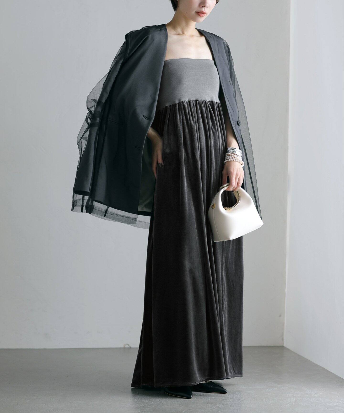 ラヴィータ ドンナ Lavita Donna ニット ワンピース 日本製グレー黒 