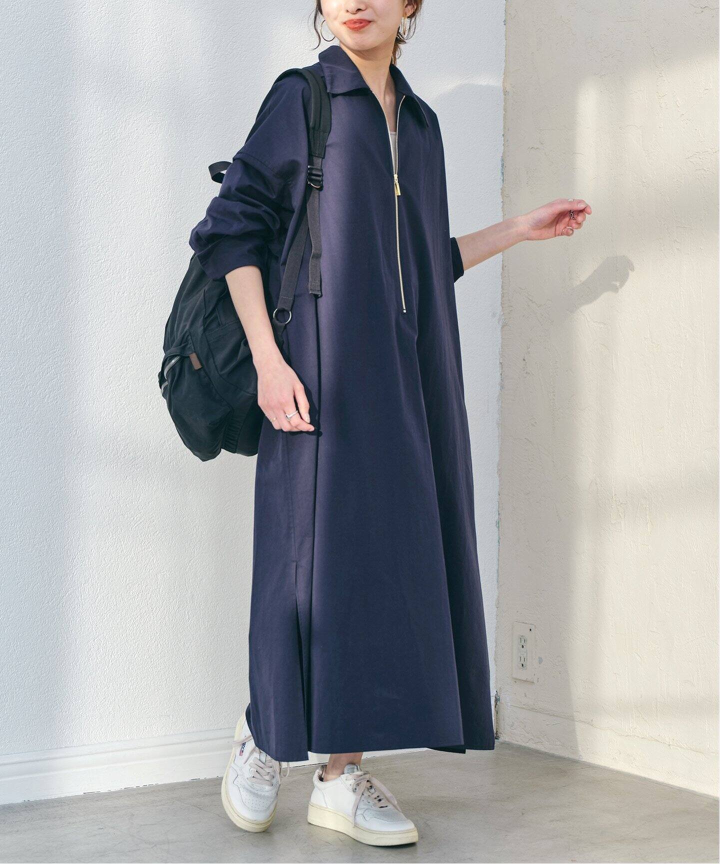 コットンサテンハーフジップワンピース（ワンピース）｜Spick and Span  