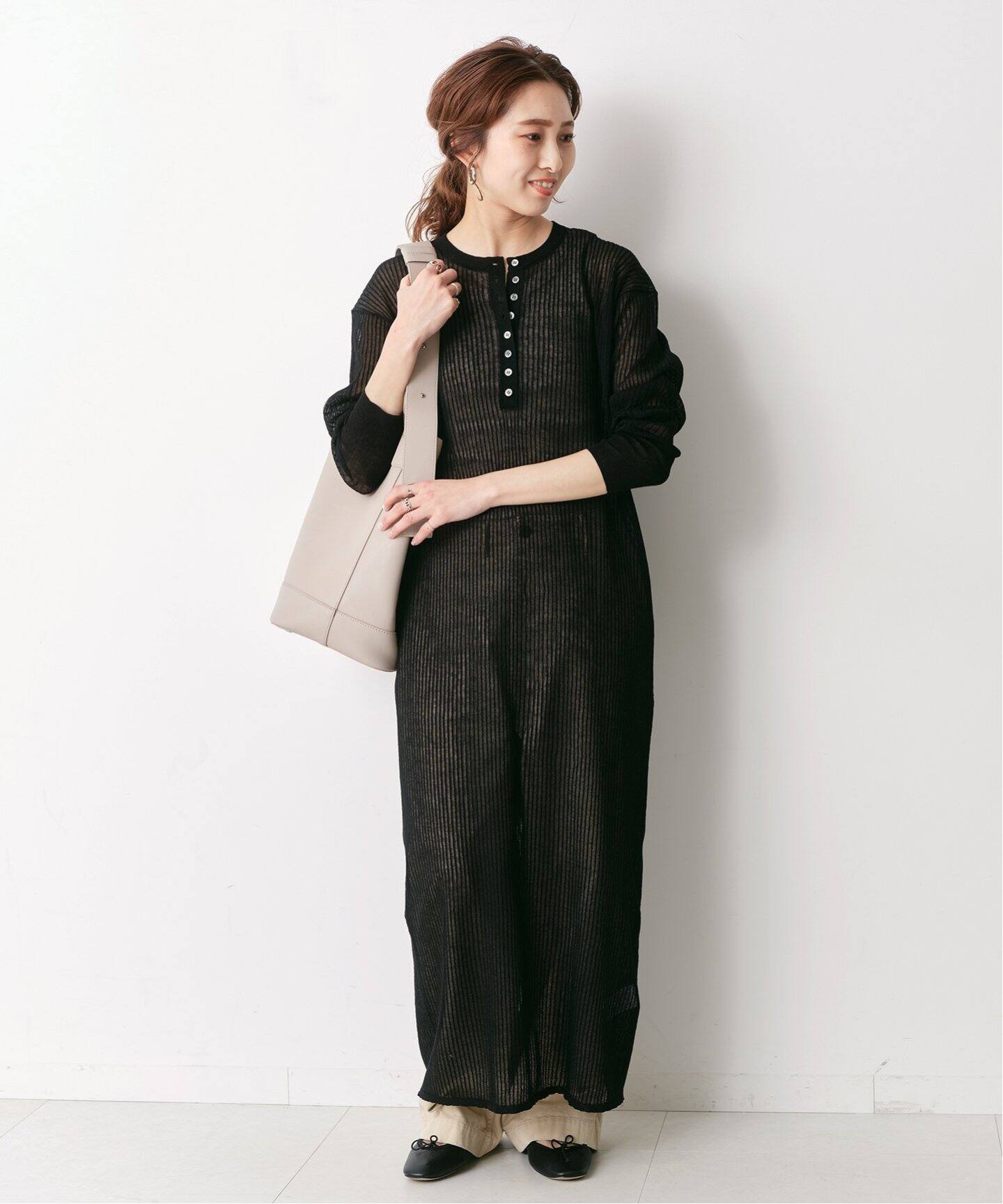 シアーヘンリーネックニットワンピース（ワンピース）｜Spick and Span 