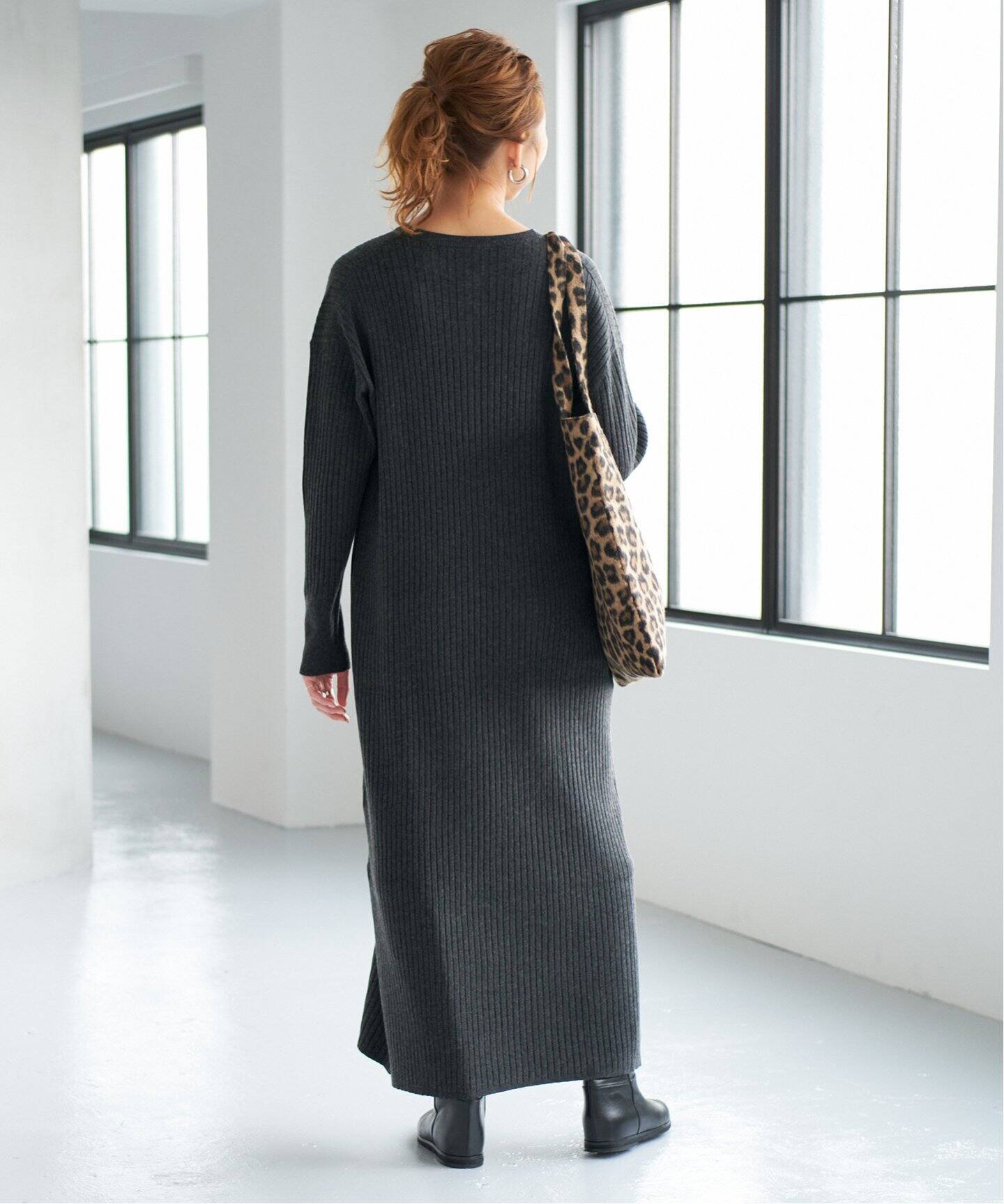 追加》ヘンリーネックリブニットワンピース（ワンピース）｜Spick and  