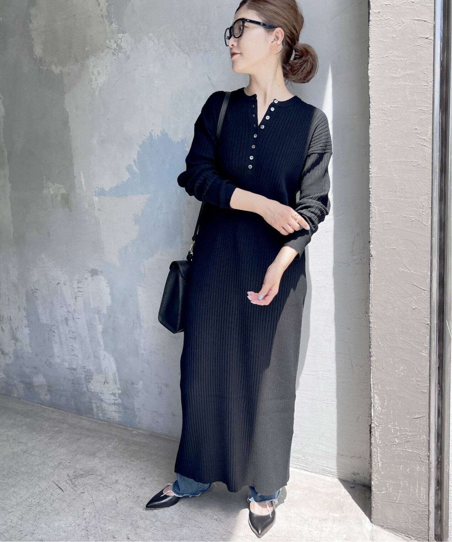 追加2予約》ヘンリーネックリブニットワンピース（ワンピース）｜Spick  