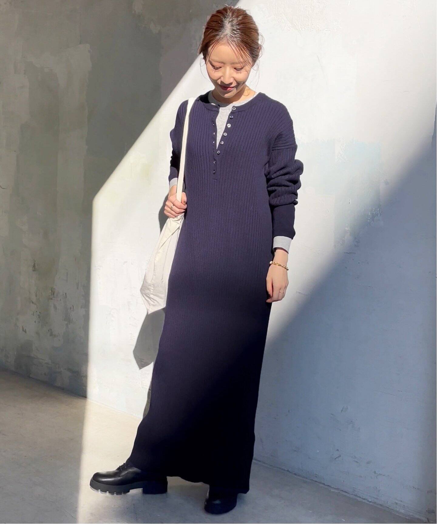 追加2予約》ヘンリーネックリブニットワンピース（ワンピース）｜Spick  