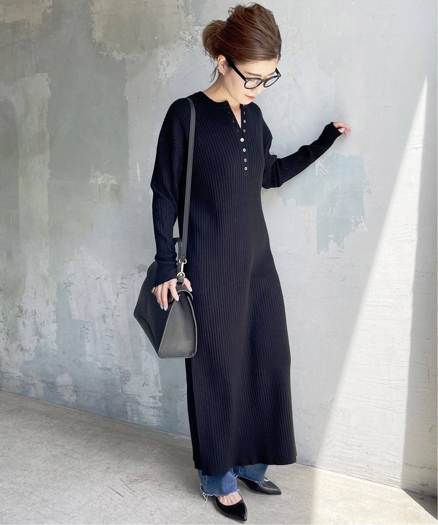 追加2予約》ヘンリーネックリブニットワンピース（ワンピース）｜Spick  