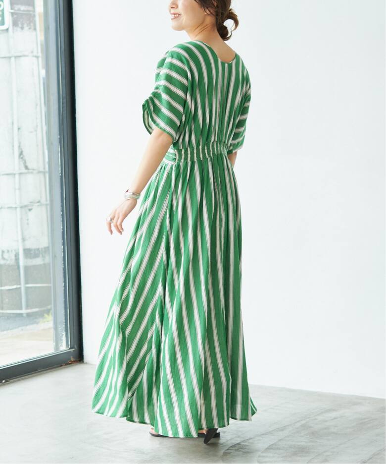 ne Quittez pas / ヌキテパ COTTON VOILE STRIPE WAIST（ワンピース  