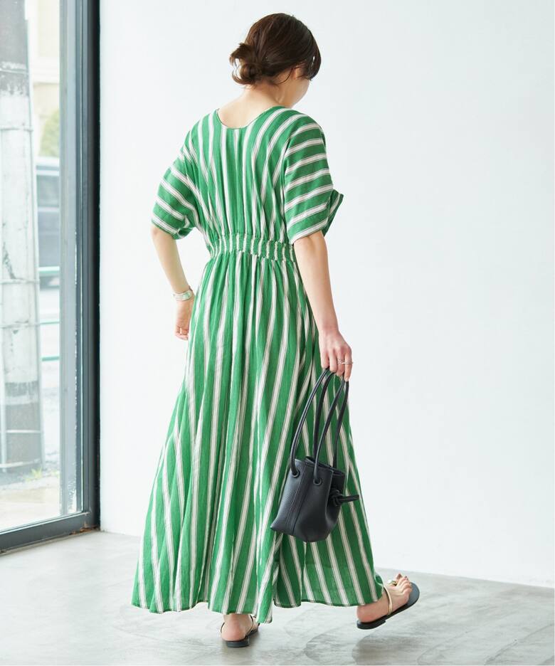 ne Quittez pas / ヌキテパ COTTON VOILE STRIPE WAIST（ワンピース 