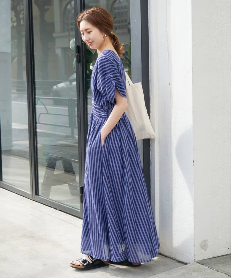ne Quittez pas / ヌキテパ COTTON VOILE STRIPE WAIST（ワンピース  