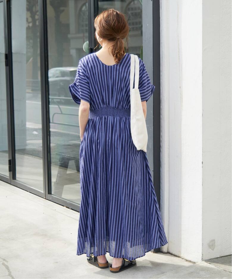 ne Quittez pas / ヌキテパ COTTON VOILE STRIPE WAIST（ワンピース 