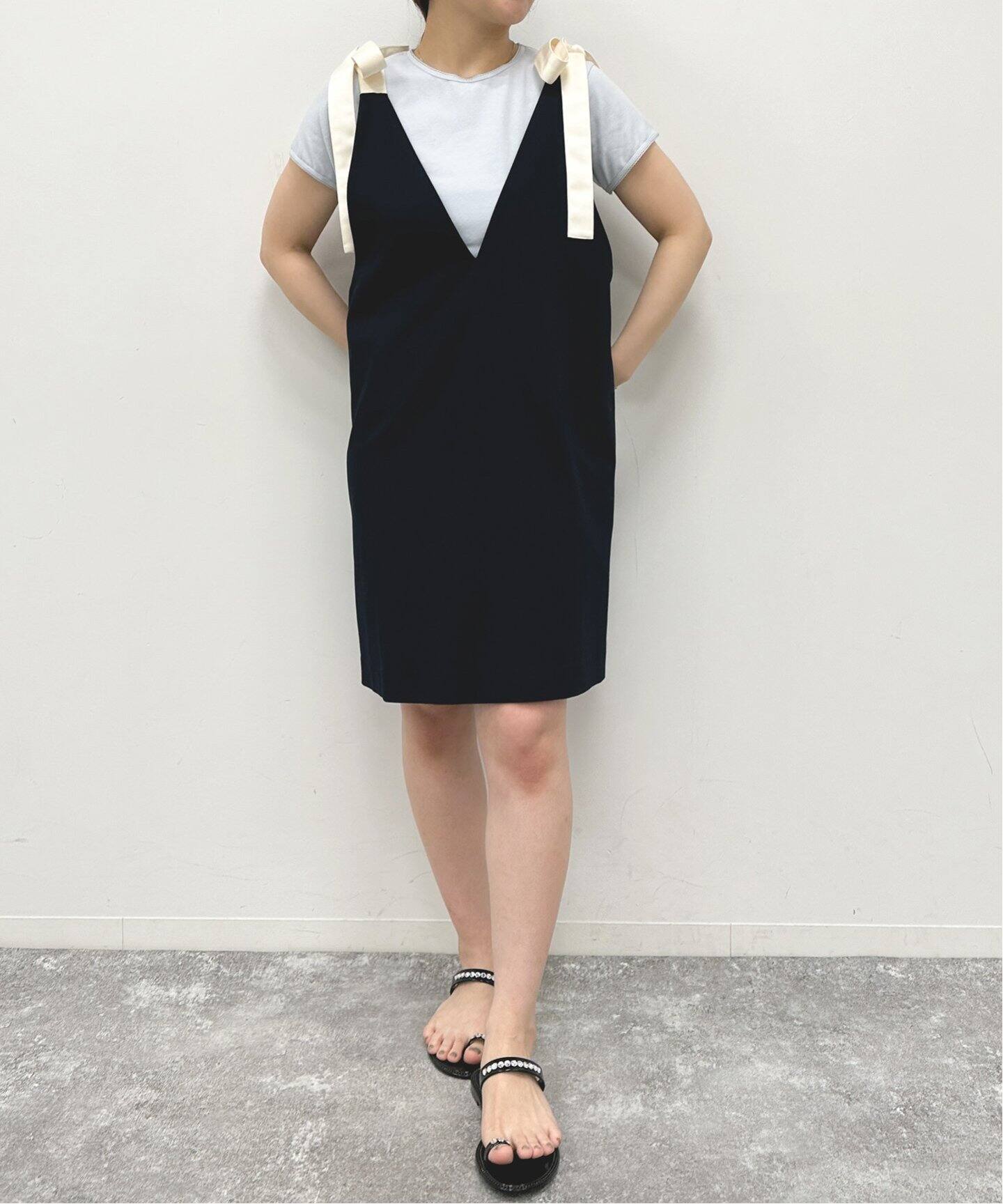 sandro 甲高く ミニワンピース 水色 リボン ハイネック 