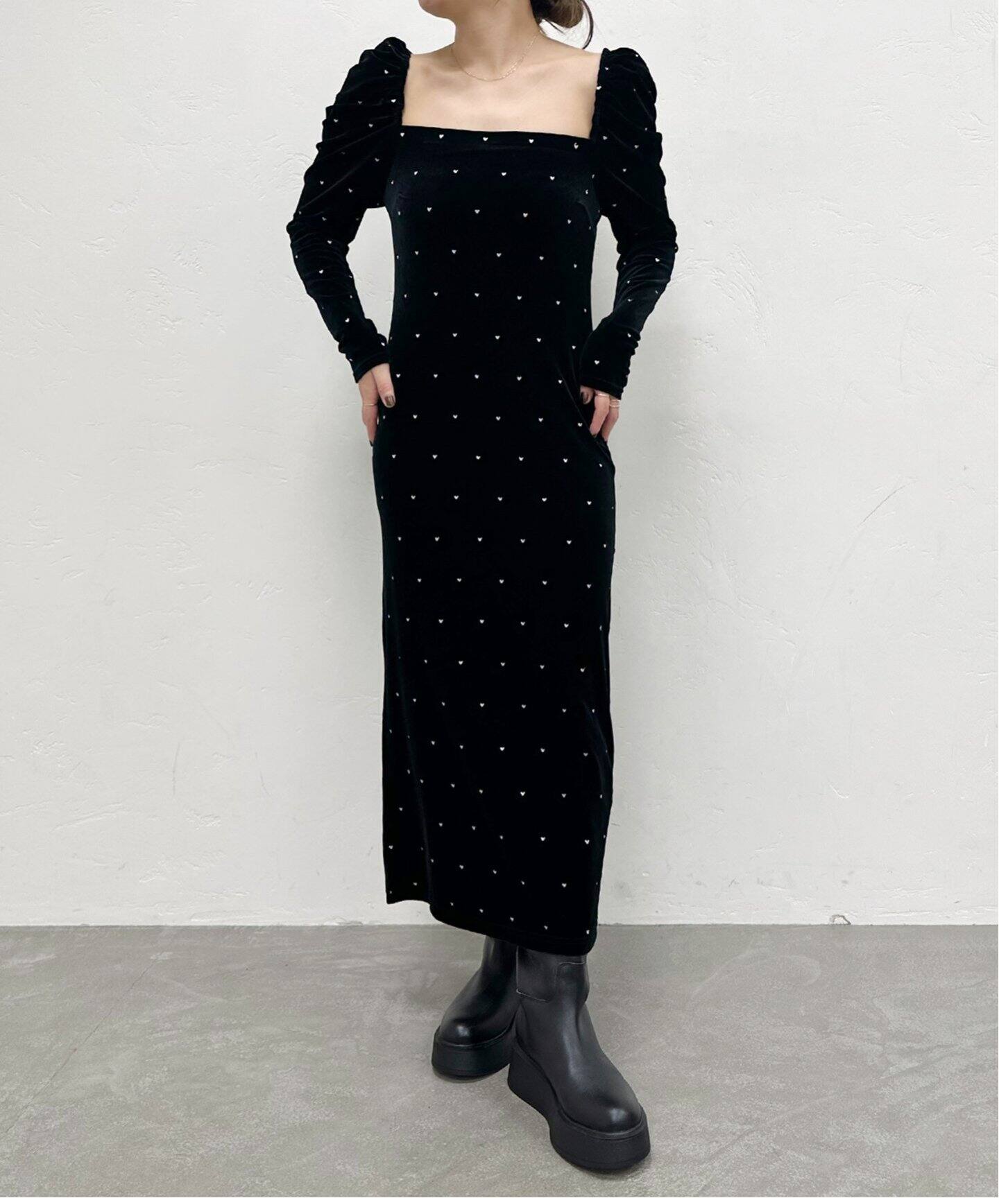 ハート刺繍ベロアワンピース（ワンピース）｜U by SPICK&SPAN（ユー  