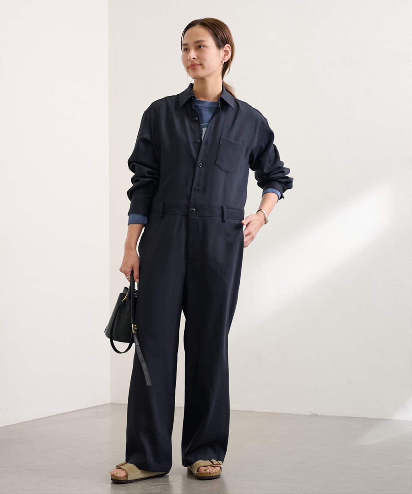 FRAMeWORK 2024AW ウールMIXネイビーオールインワン ウールMIXネイビーオールインワン（つなぎ／オールインワン