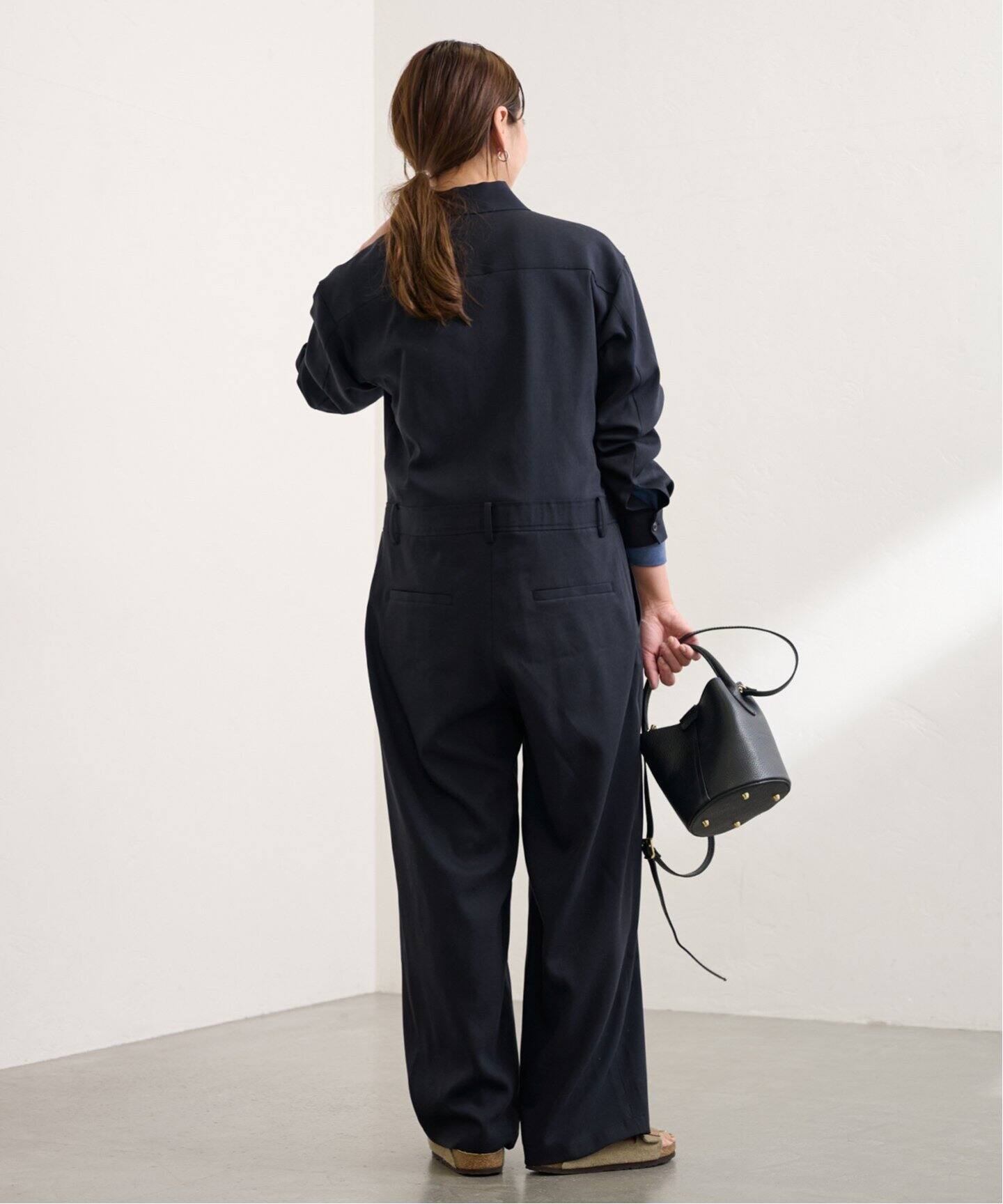 ウールMIXネイビーオールインワン（つなぎ／オールインワン