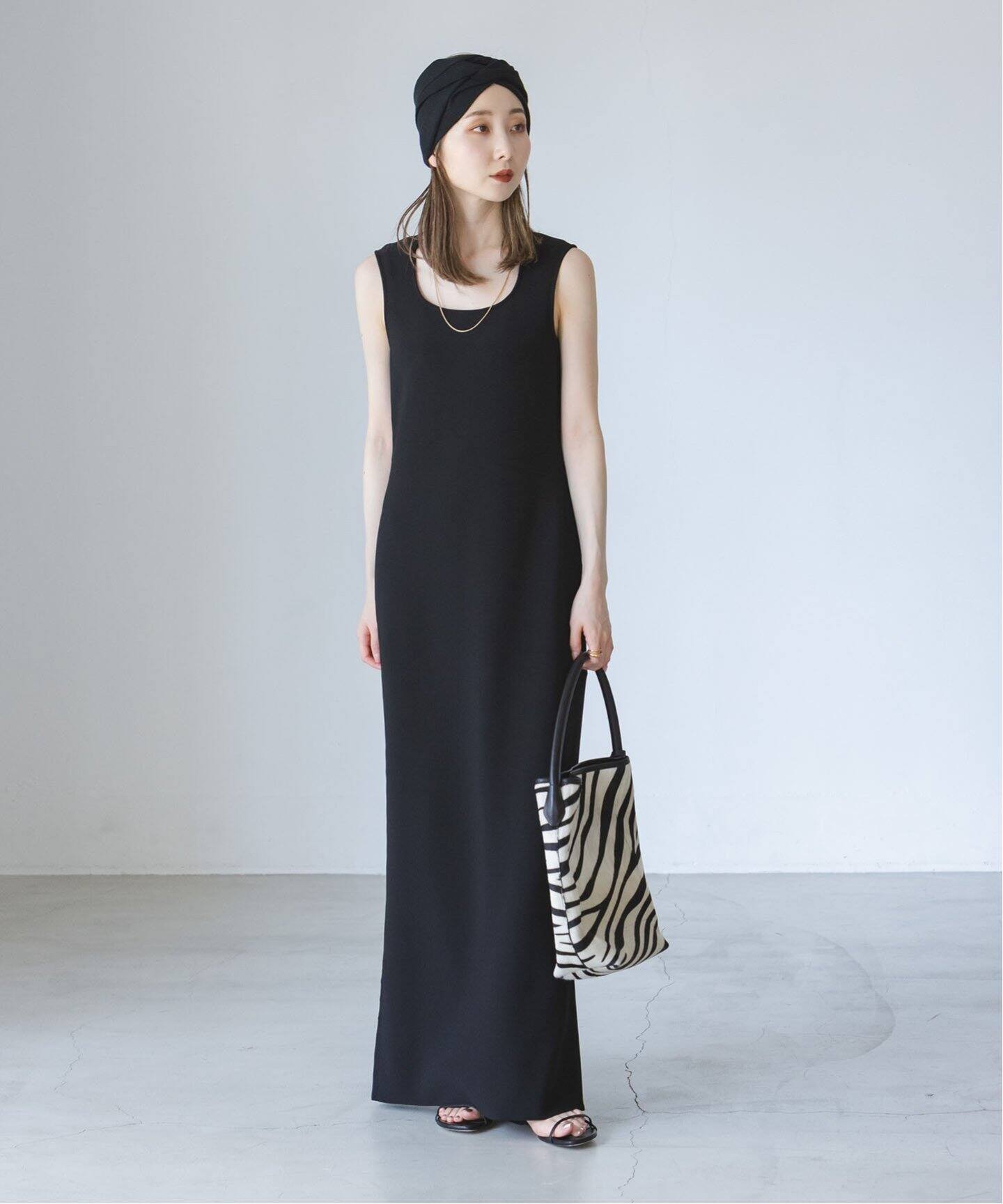 ニットジョーゼットニュアンスネックワンピース（ワンピース）｜NOBLE  