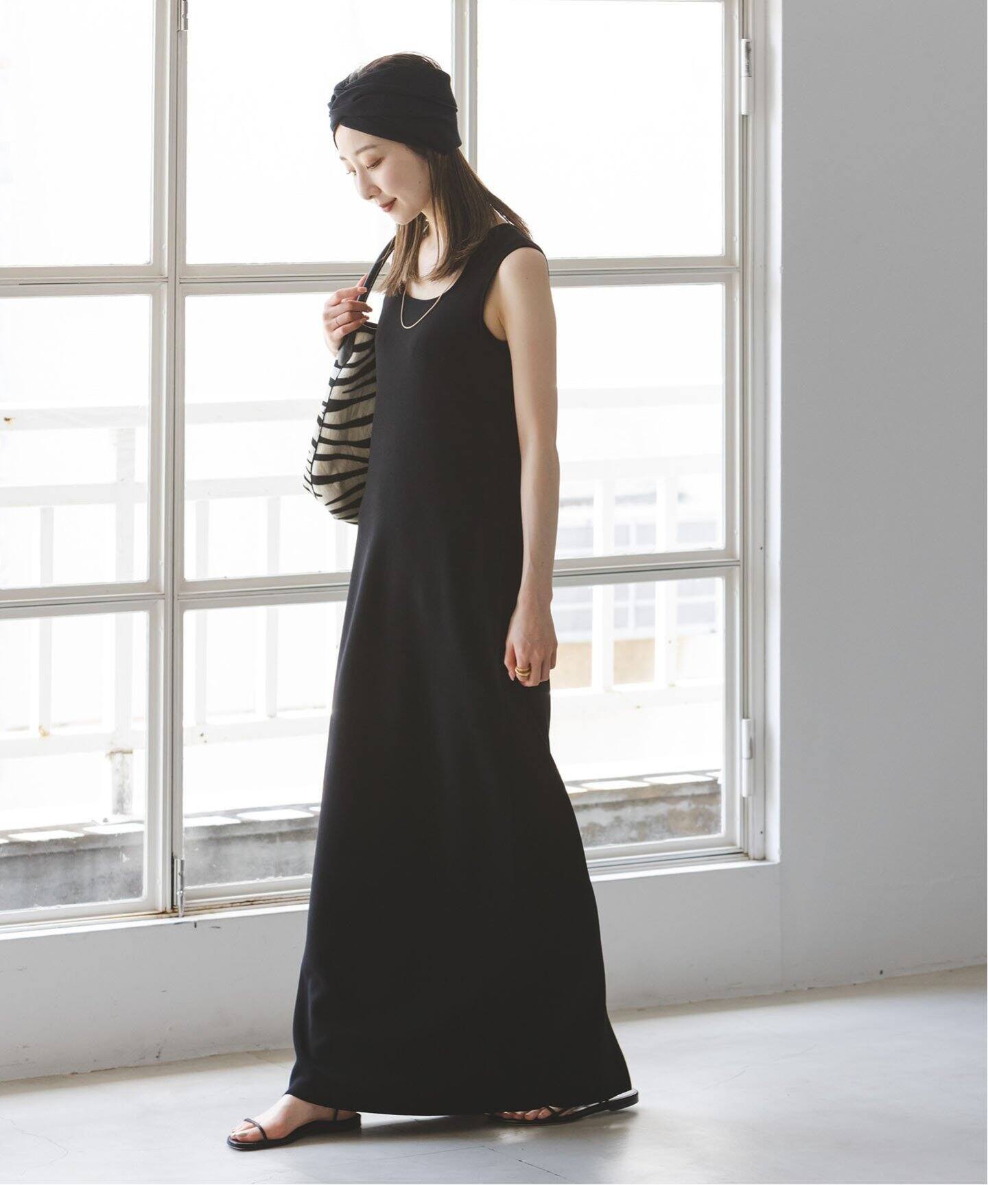 ニットジョーゼットニュアンスネックワンピース（ワンピース）｜NOBLE  