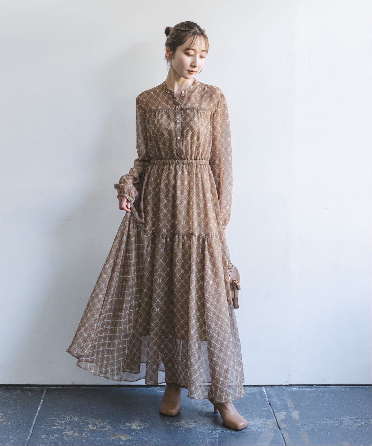 チェーンプリントティアードワンピース（ワンピース）｜NOBLE