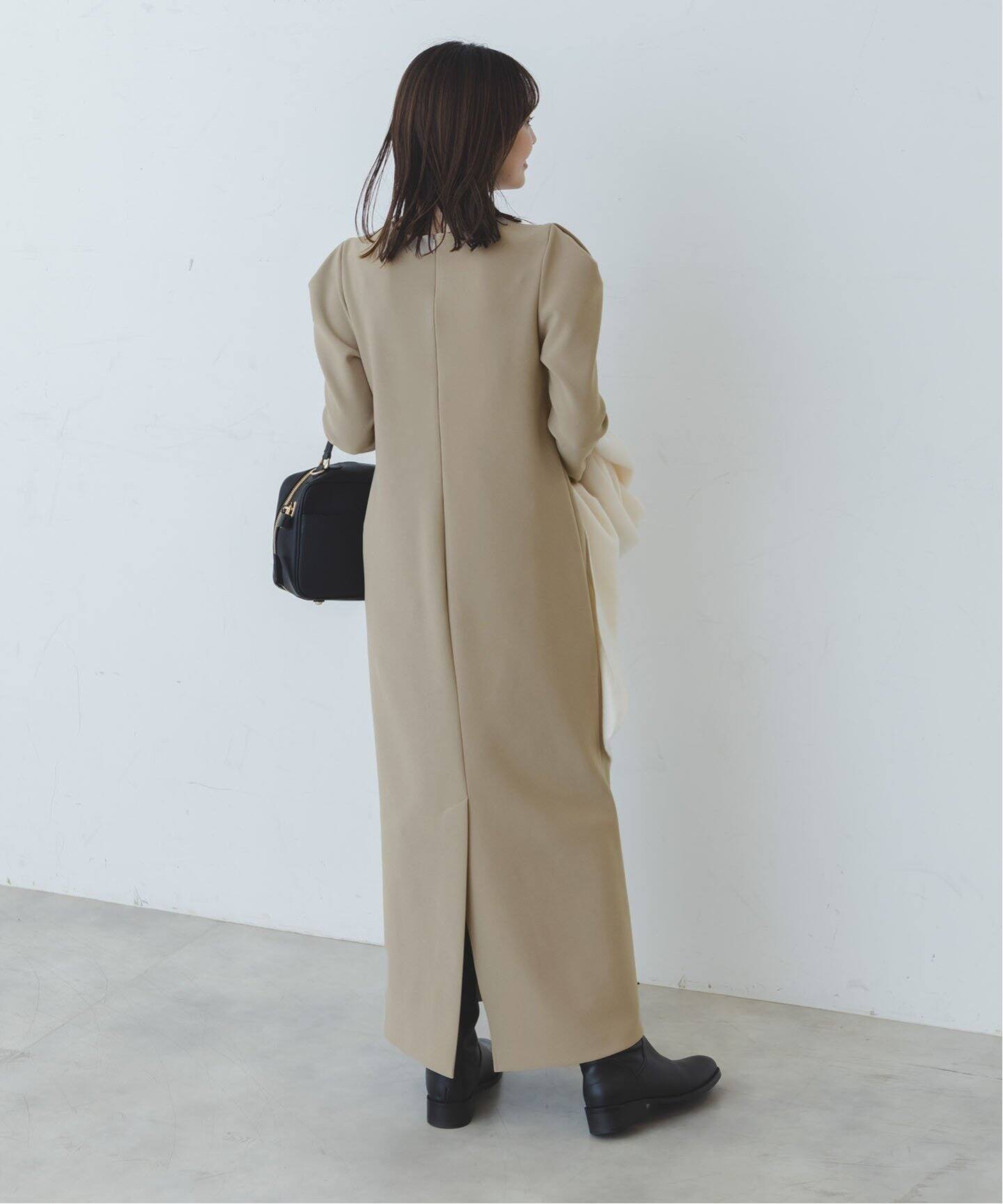 ニットライクジョーゼットショルダータックワンピース（ワンピース