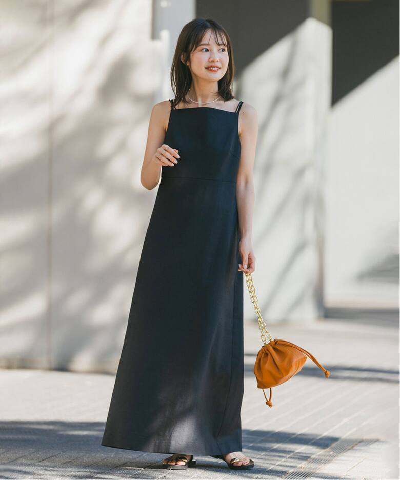 タグ付き新品】NOBLE麻ストレッチキャミソールワンピース 