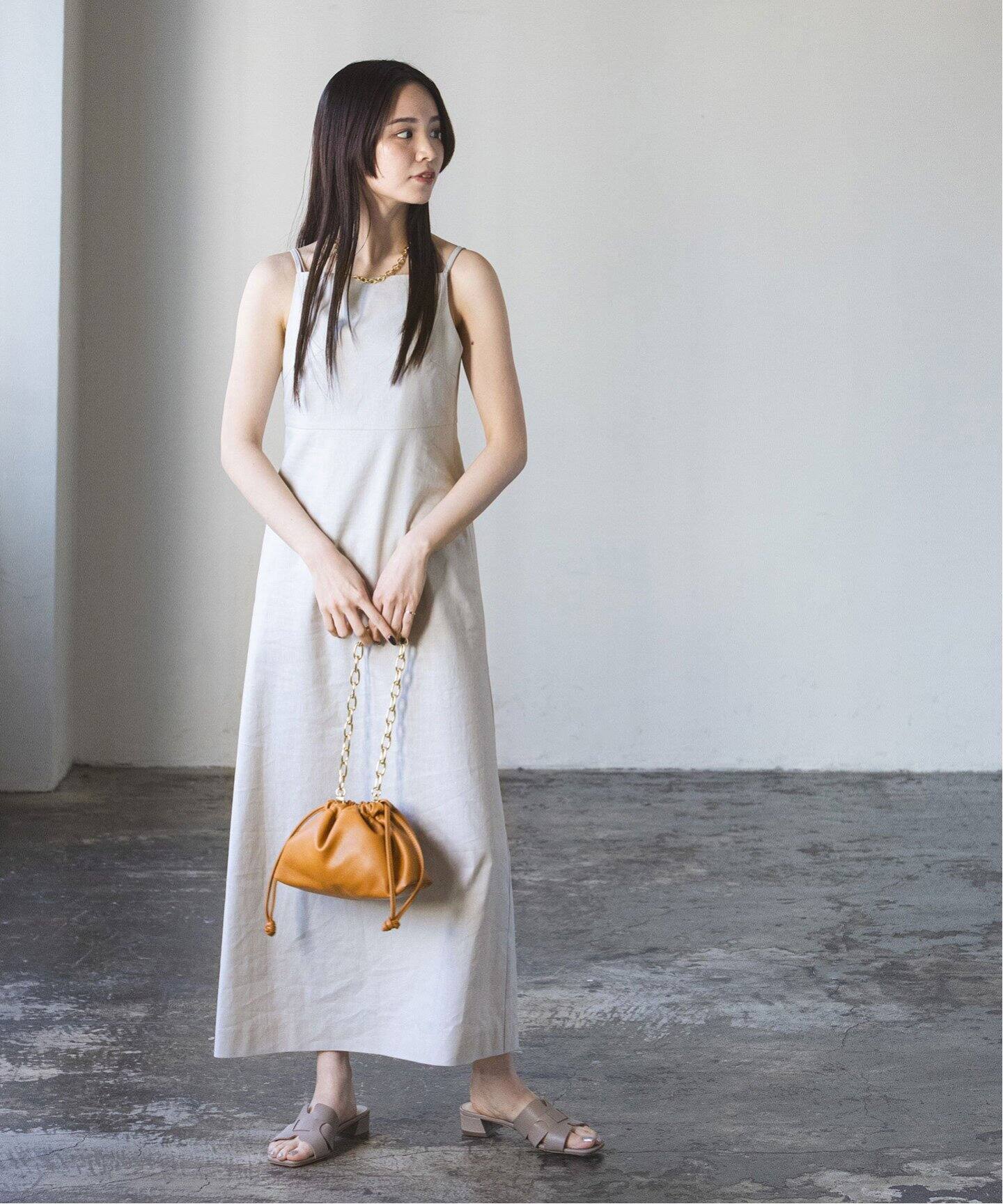 タグ付き新品】NOBLE麻ストレッチキャミソールワンピース