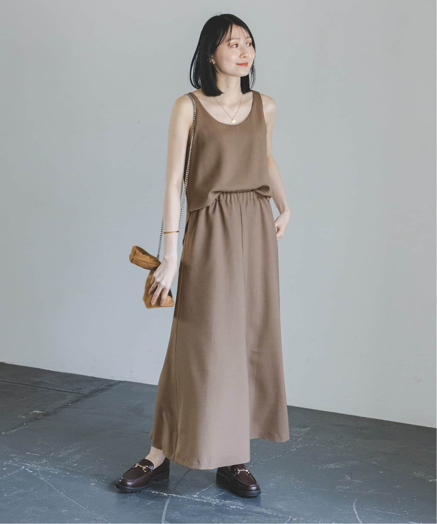 ウールMIXツイルレイヤードワンピース（ワンピース）｜NOBLE（ノーブル