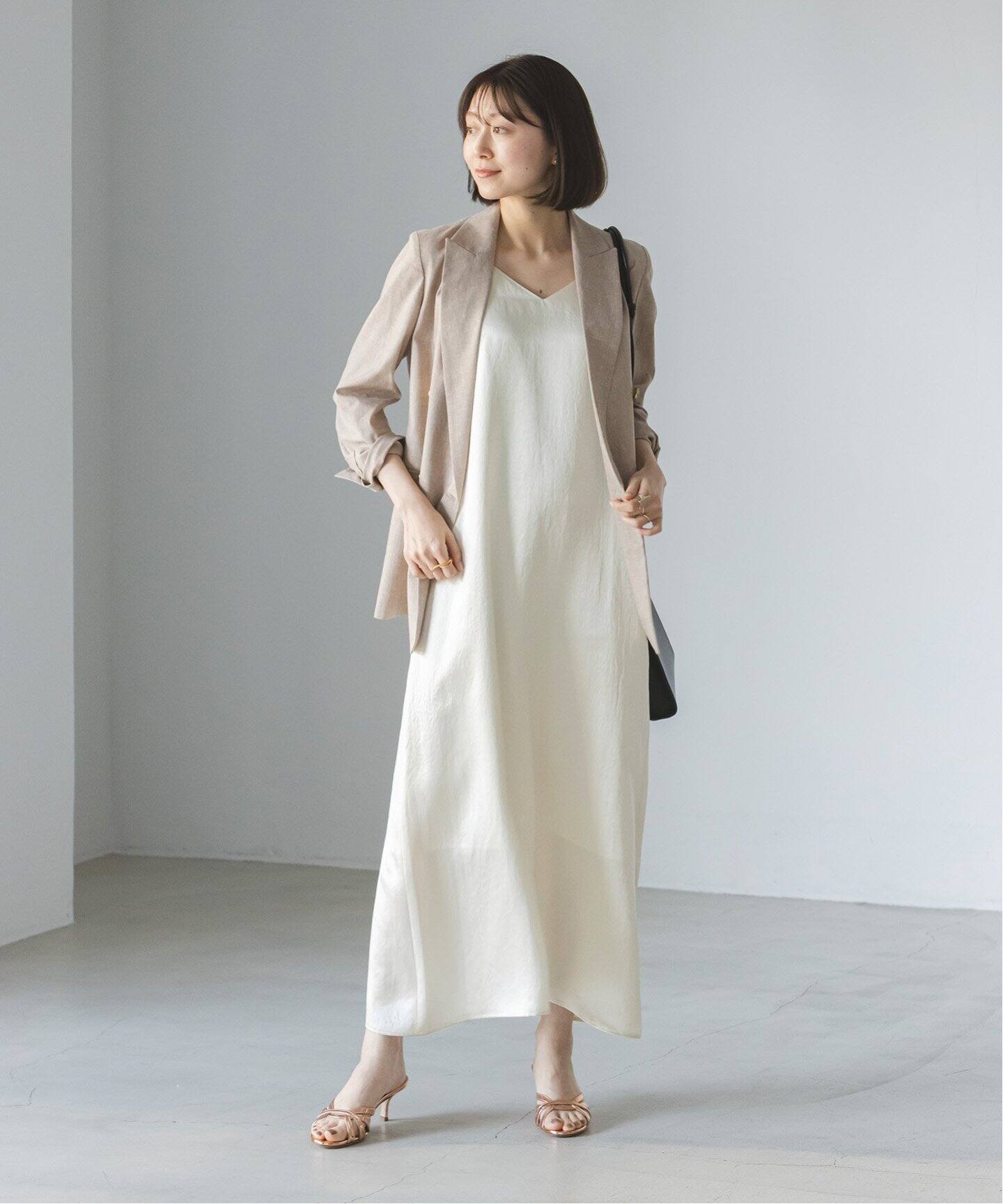 追加》サテンVネックキャミソールワンピース（ワンピース）｜NOBLE  