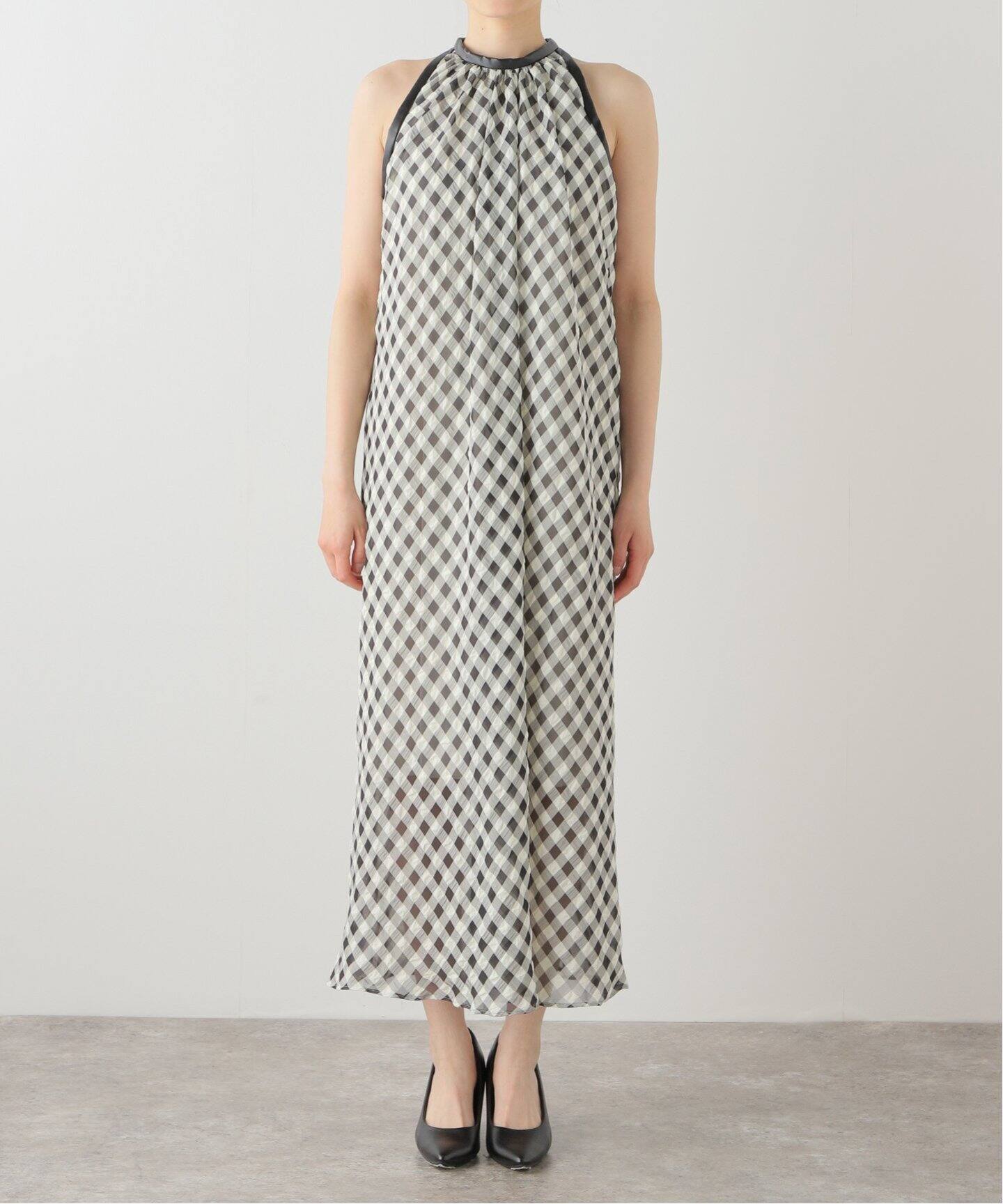 レザーパイピングギンガムチェックワンピース（ワンピース）｜NOBLE  