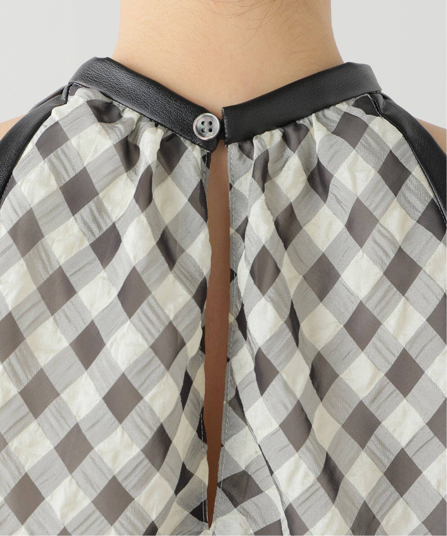 レザーパイピングギンガムチェックワンピース（ワンピース）｜NOBLE  