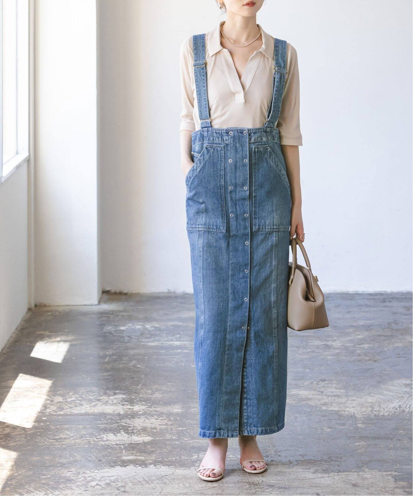 新品】【タグ付き】NOBLE ショルダーストラップサロペットスカート  