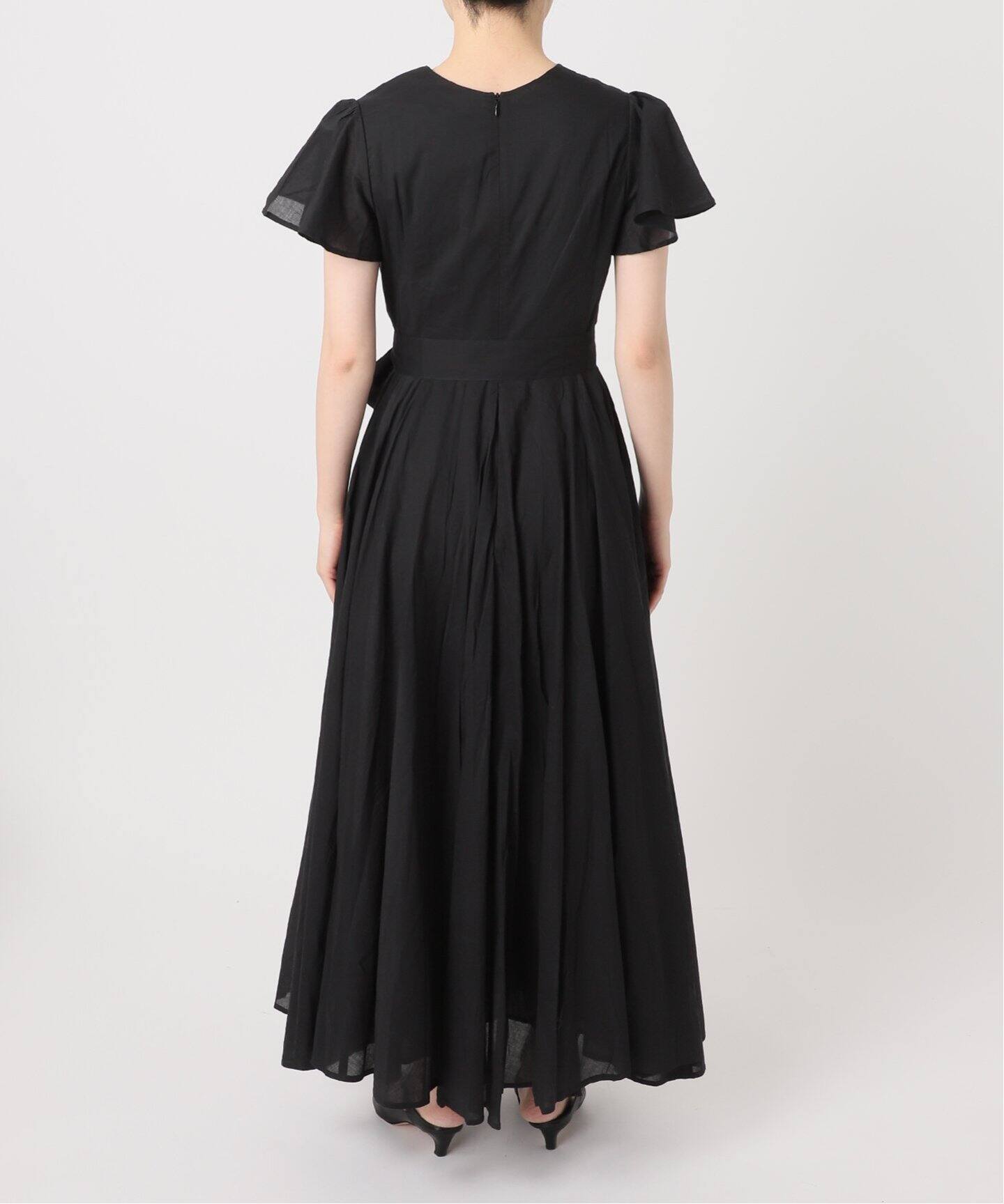 マリハ マドモアゼルのドレス ワンピース ロング 半袖 Vネック S 紺 白  