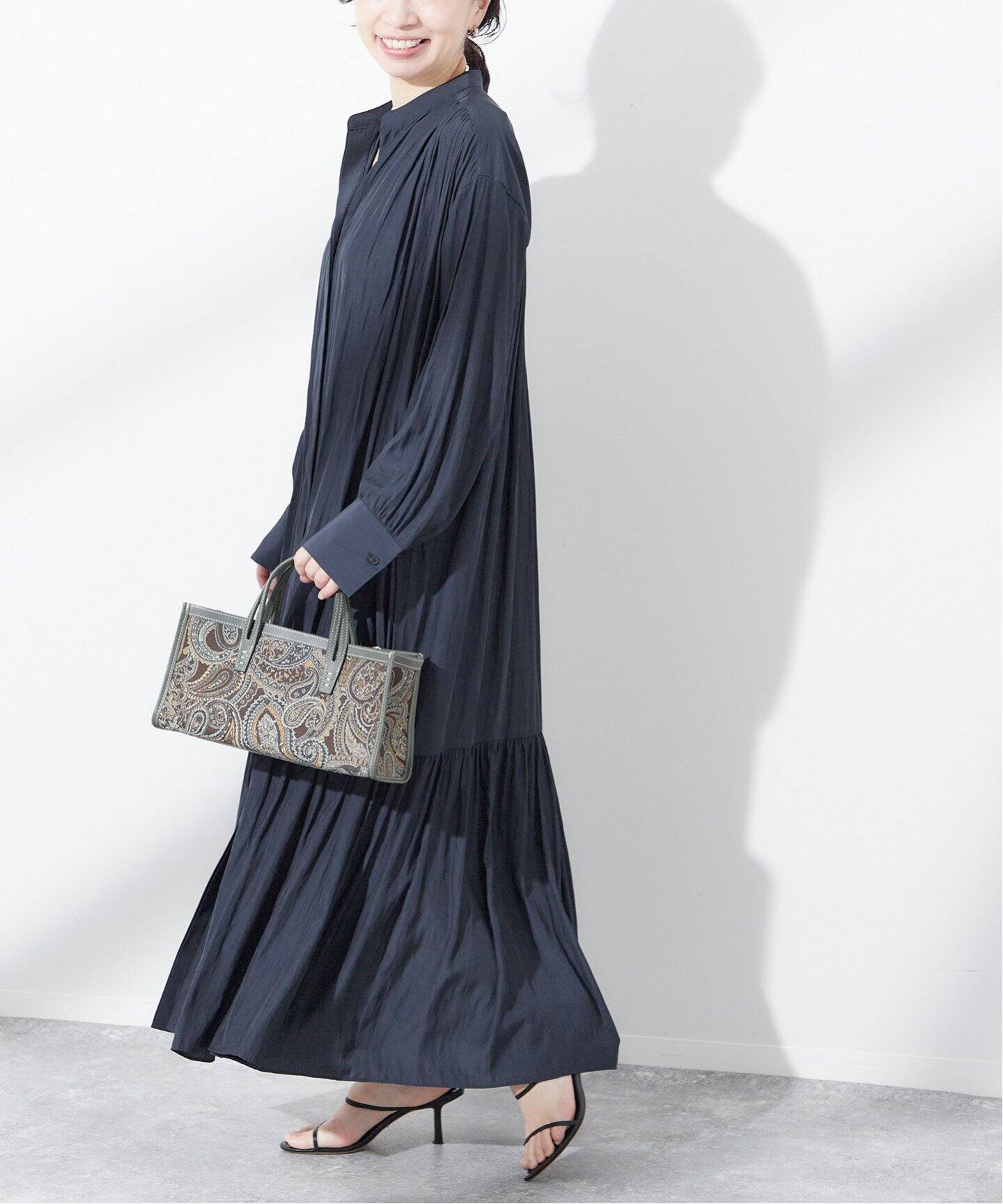 追加2》ストライプ/デシンマキシティアードワンピース（ワンピース  